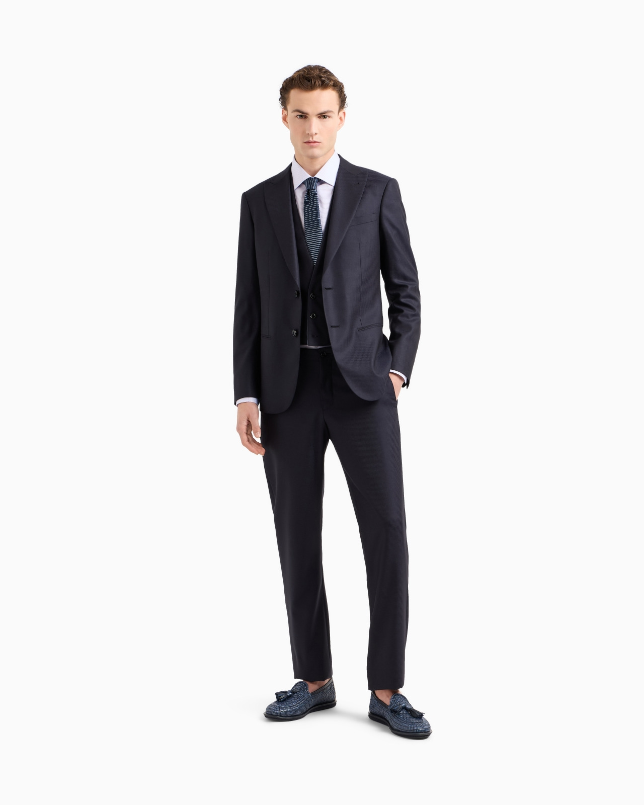 SOHO LINE SINGLE-BREASTED SUIT IN MICRO-GINGHAM WOOL - 2