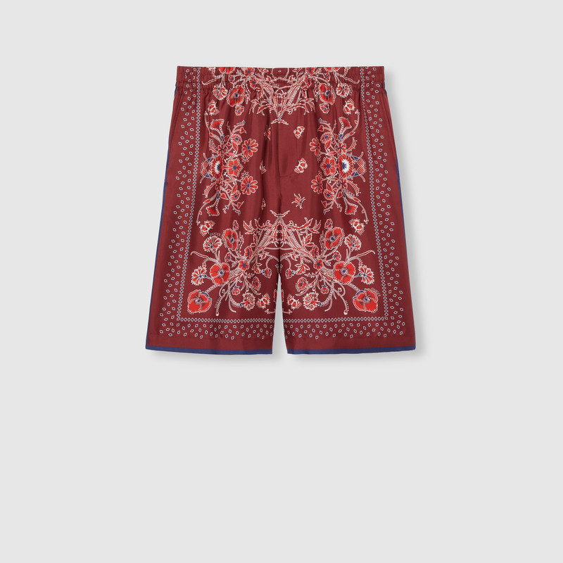 Printed silk twill shorts 1