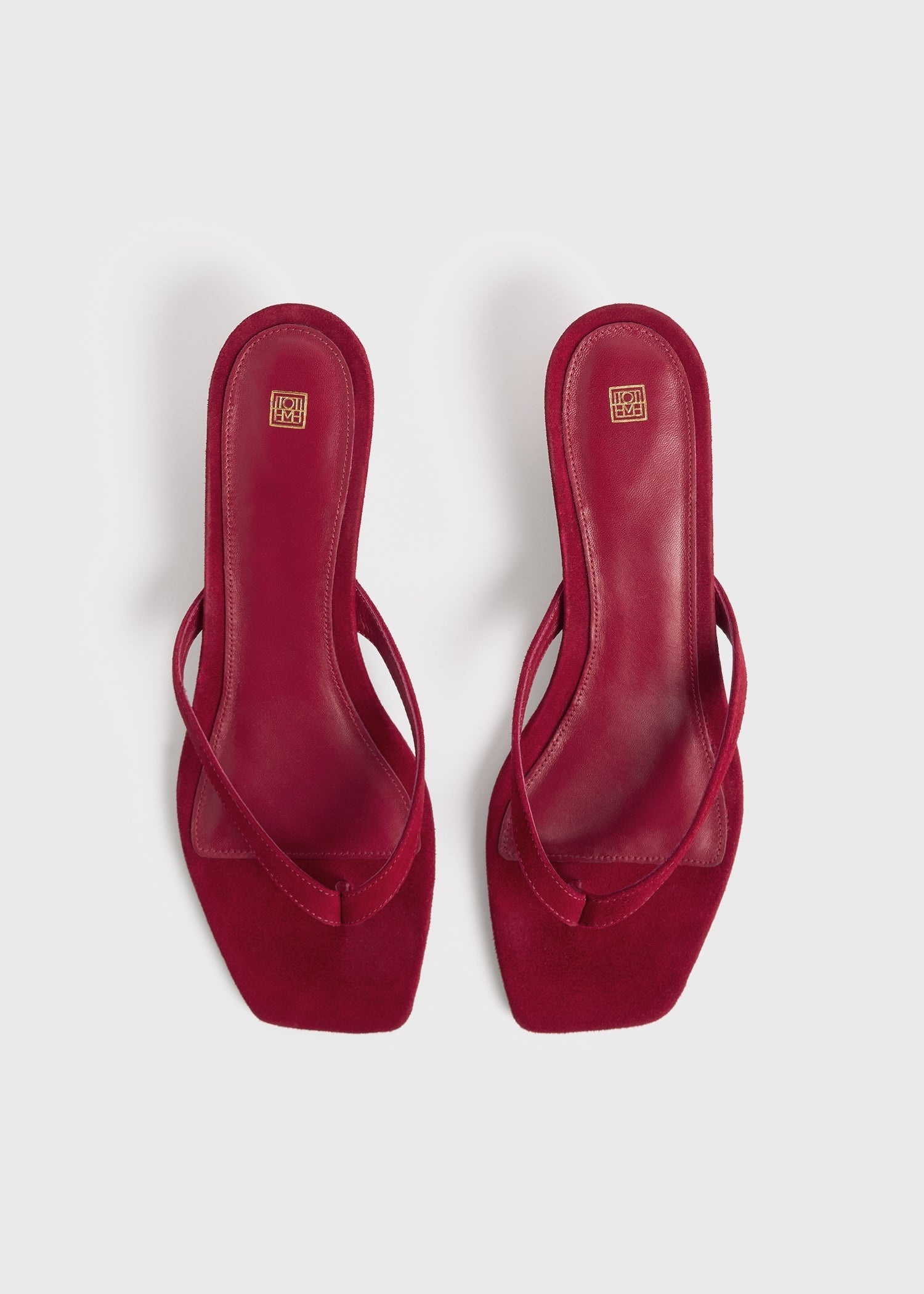 Suede heeled flip flops scarlet - 5