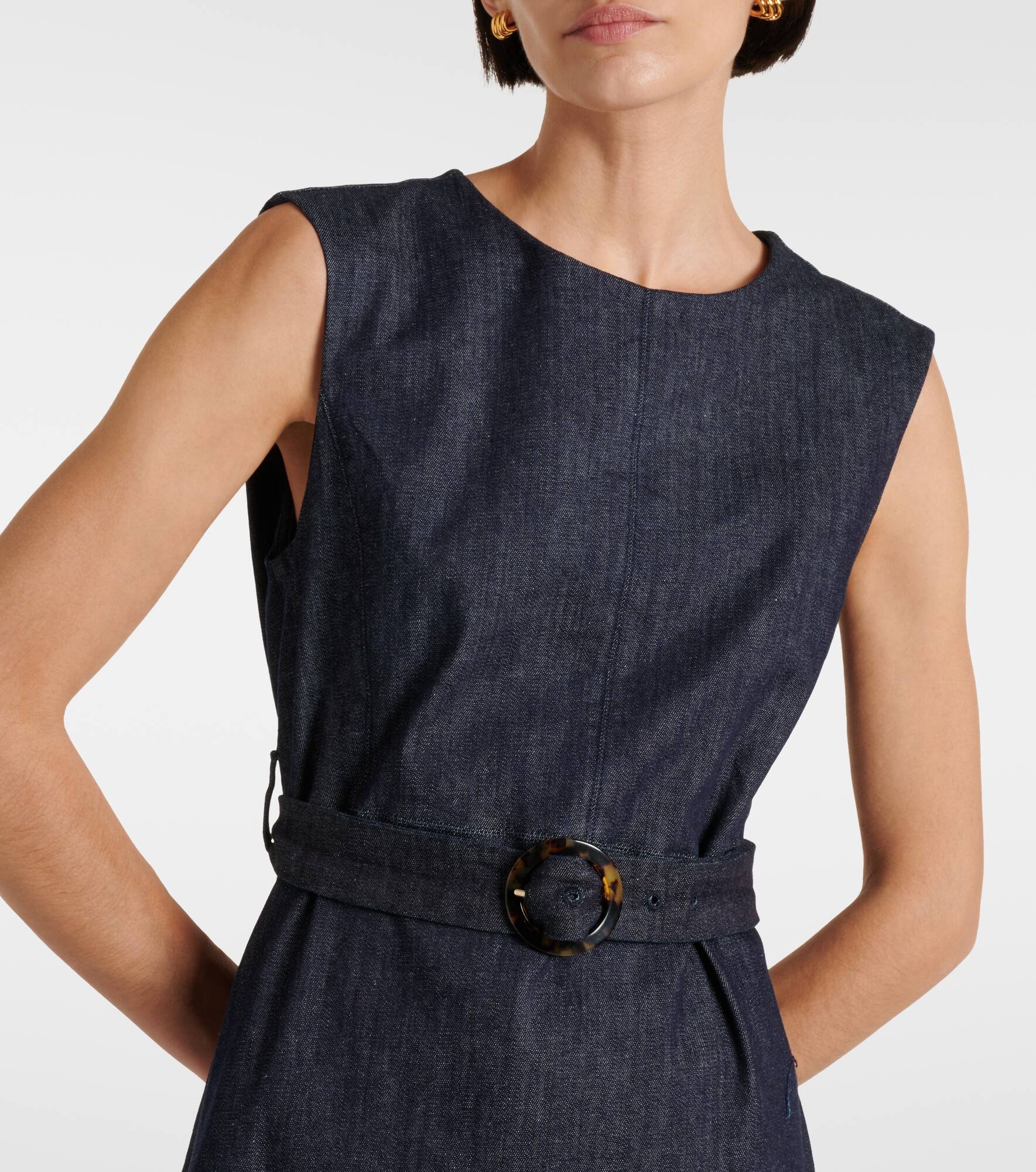 Cotton-blend denim shift dress - 4