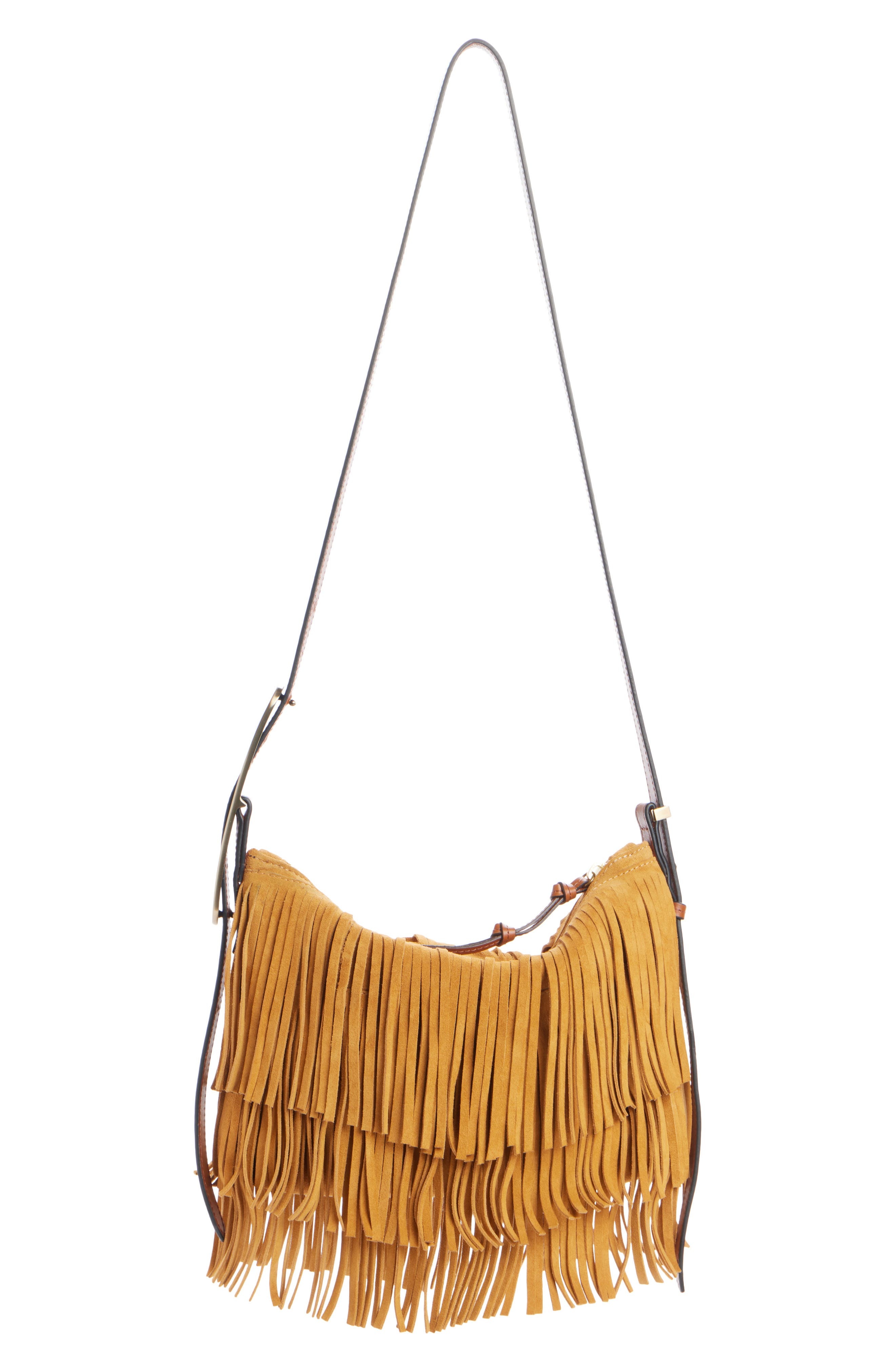 Isabel Marant Mini Leyden Fringe Suede Hobo Bag in Ochre at Nordstrom - 2