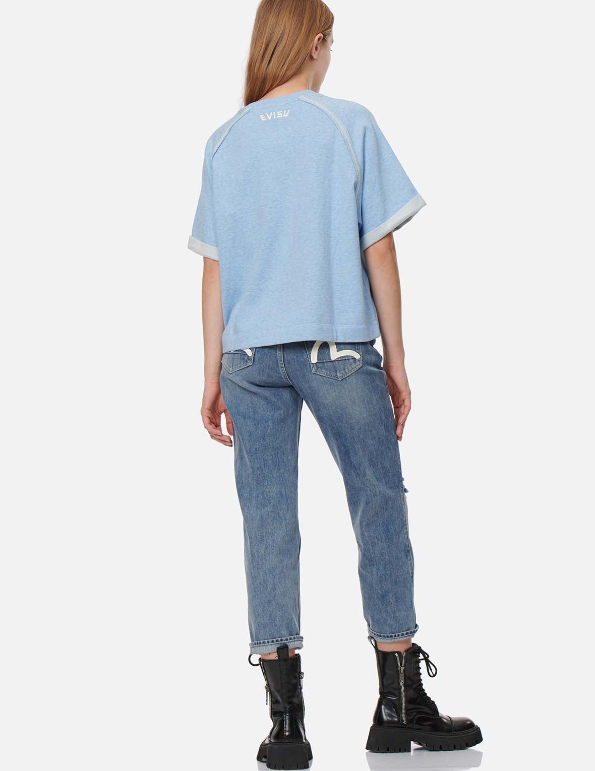 Seagull and Logo Embroidery Cropped Sweatshirt - 5