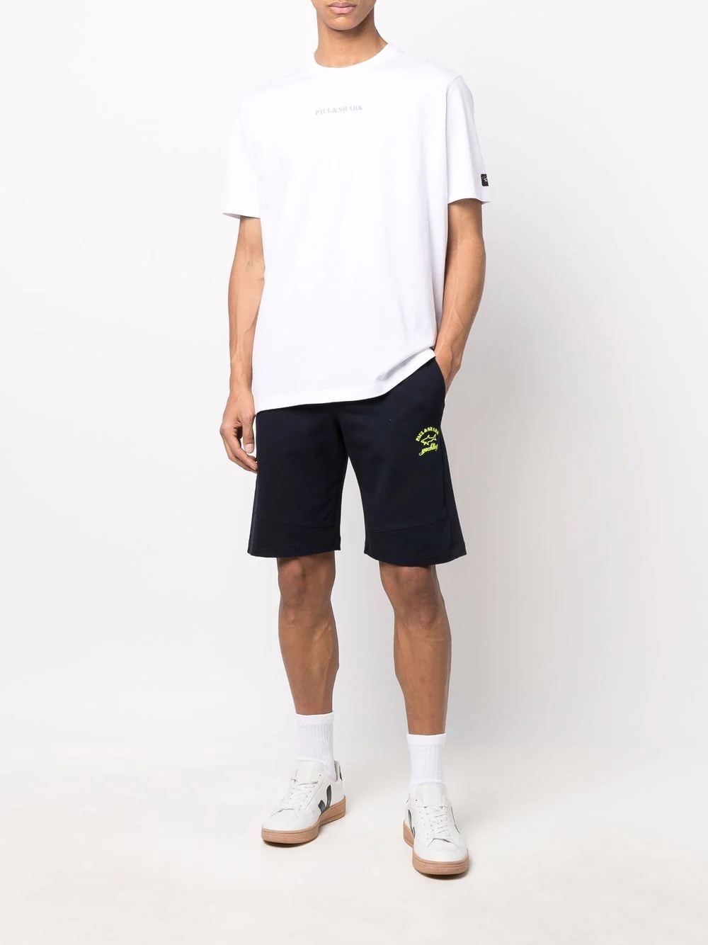 logo-print cotton track shorts - 2