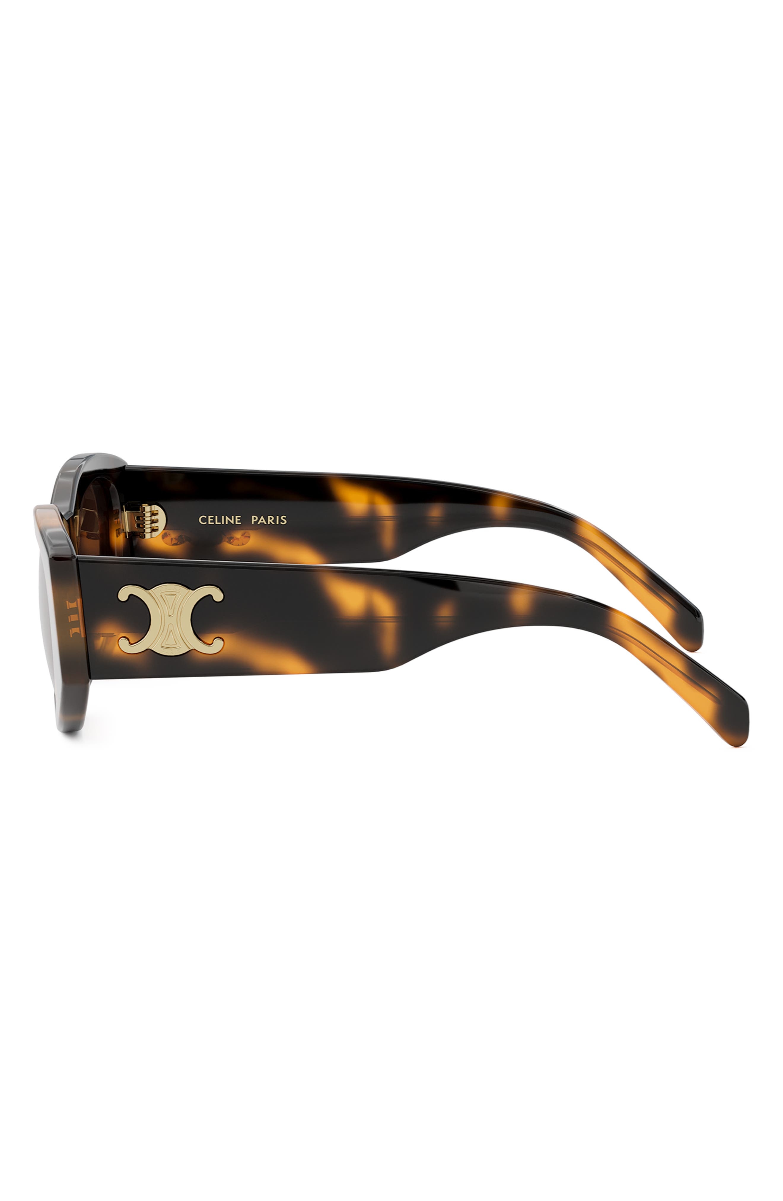 CELINE Triomphe 55mm Rectangular Sunglasses in Blonde Havana /Brown at Nordstrom - 4