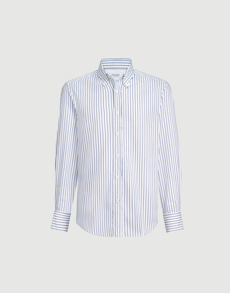 Multistripe twill slim fit shirt with button-down collar 1