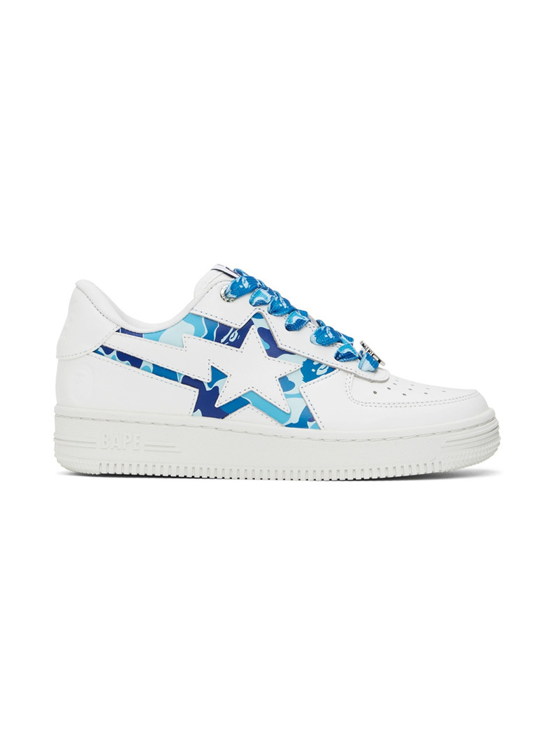 White & Blue STA Icon ABC Camo Sneakers - 1