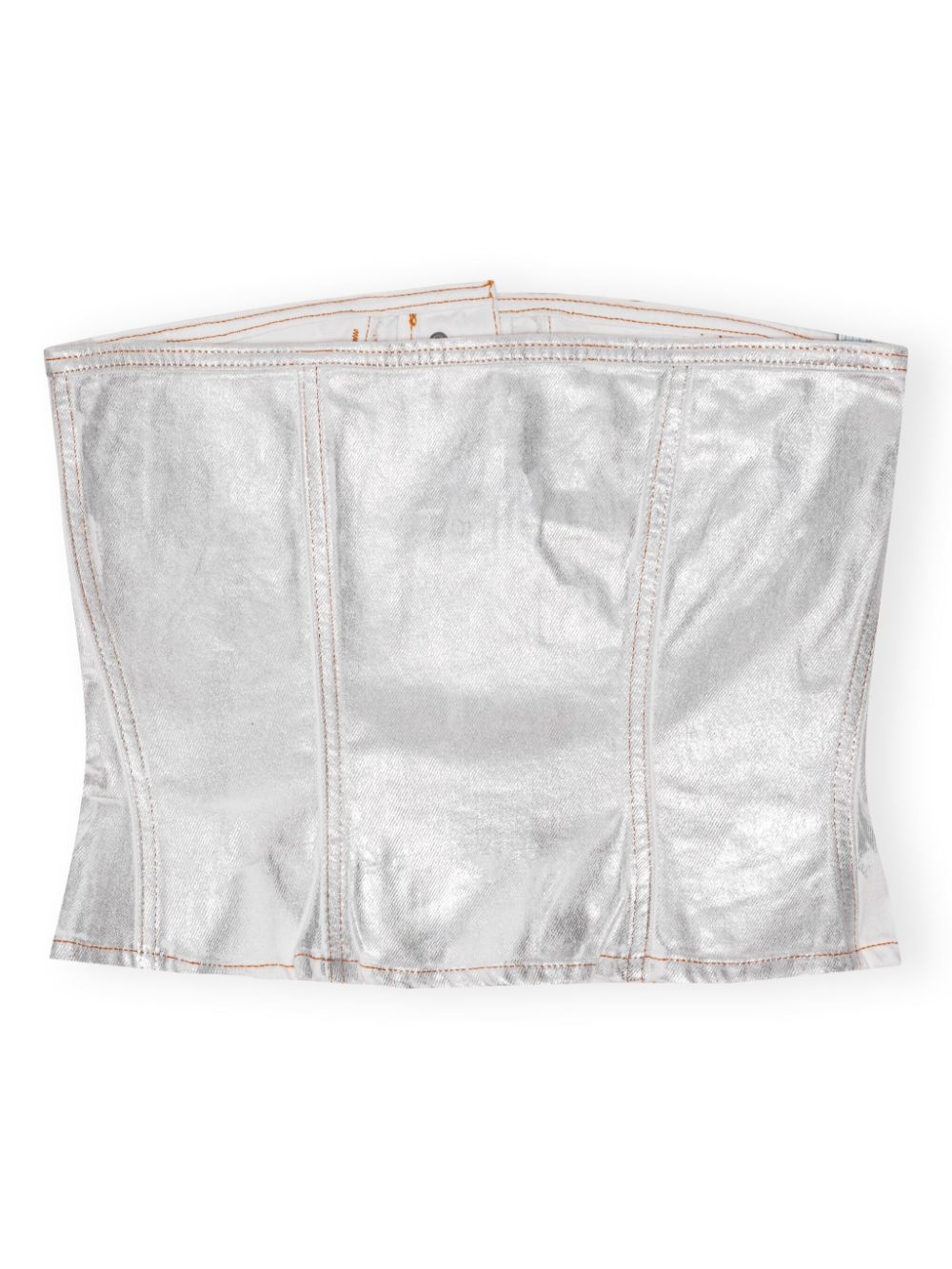 foiled-finish organic-cotton denim top - 6