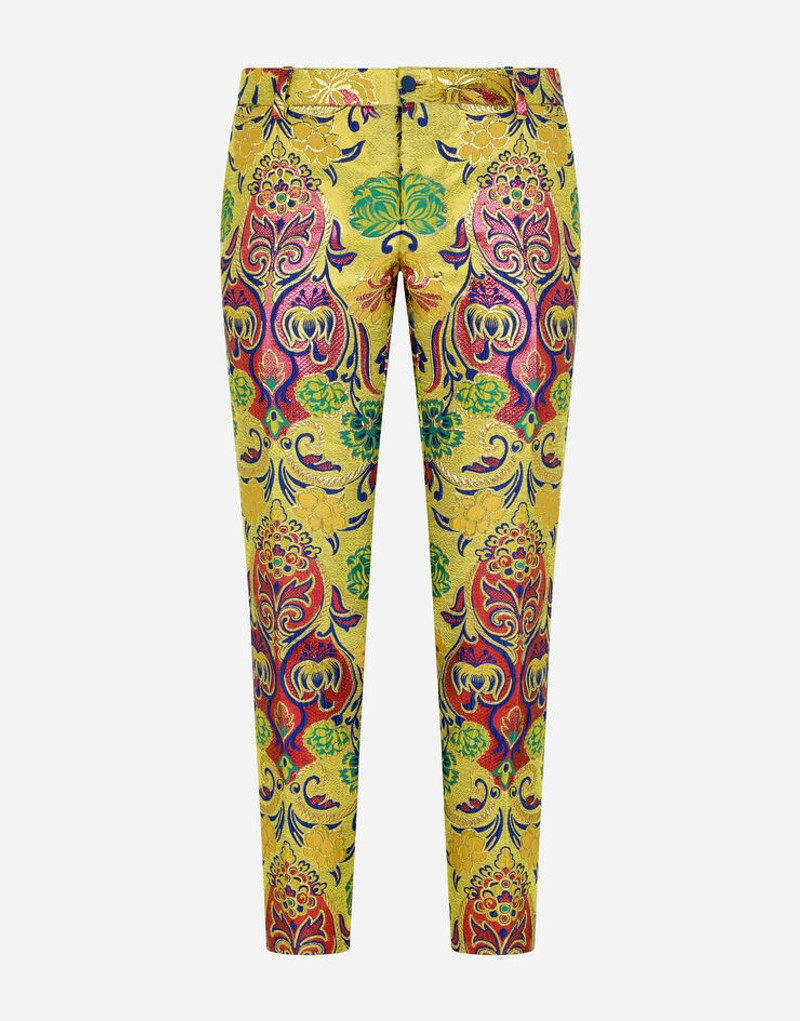Floral lurex jacquard pants 1