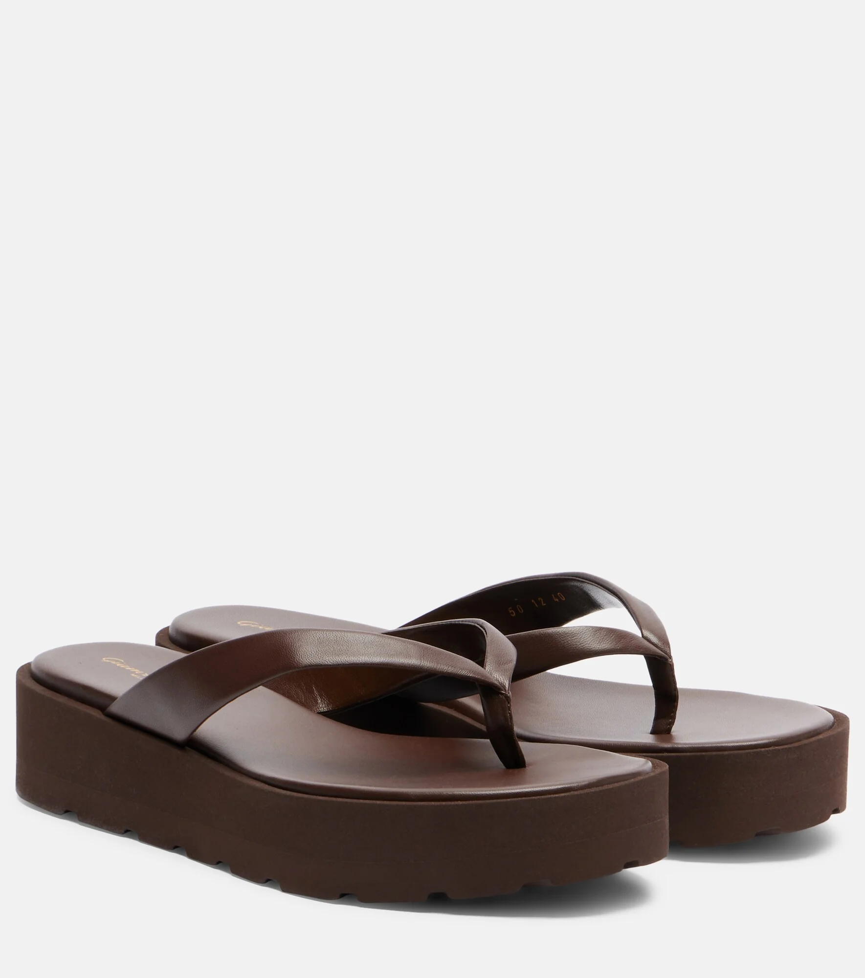 Leather platform thong sandals - 1