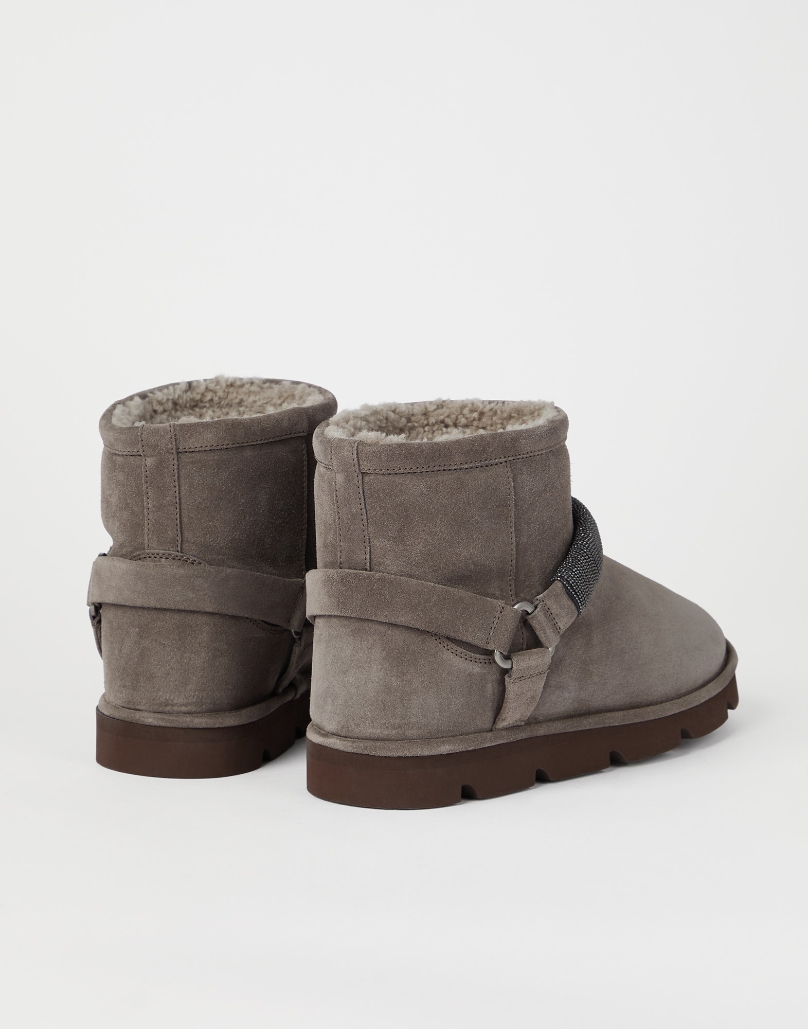 Suede boots with shearling lining and precious ribbed strap - 2