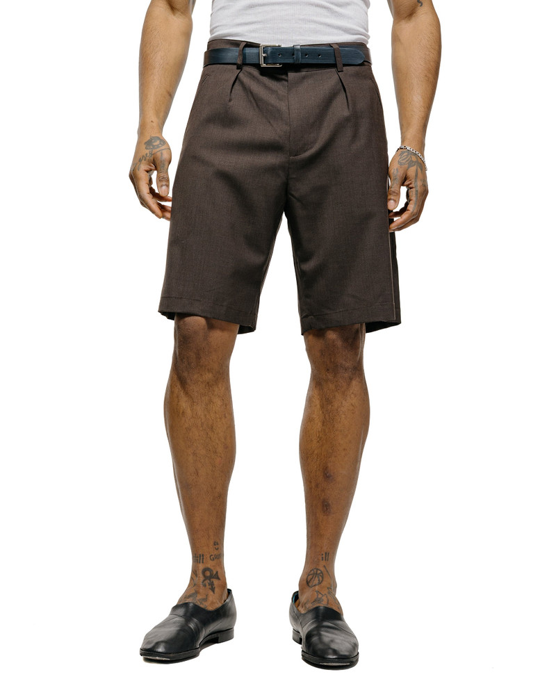 DE BONNE FACTURE Naturalist Shorts Super 130's Cold Wool Bark Brown outlook