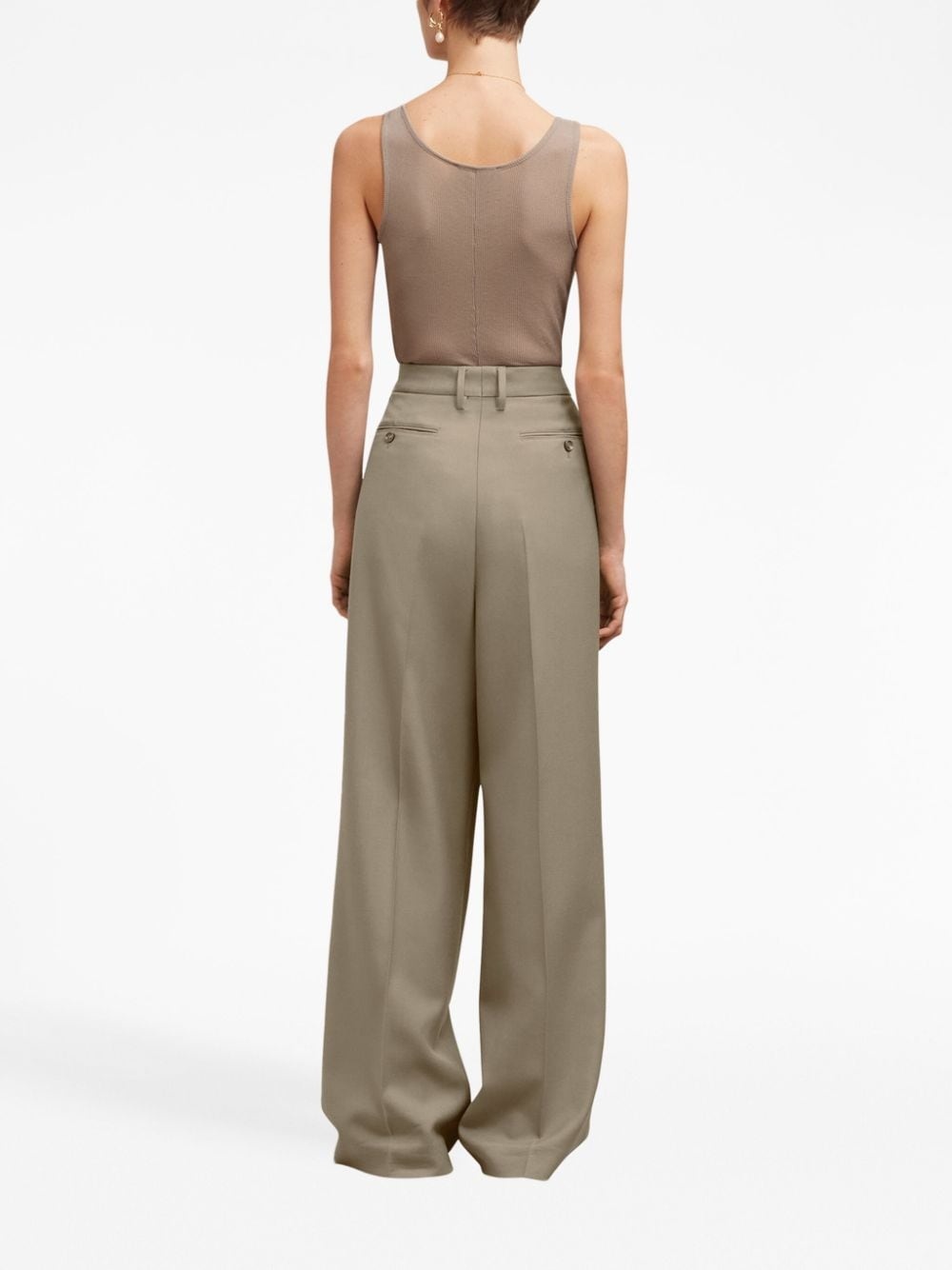 pleated virgin-wool high-waisted trousers - 4