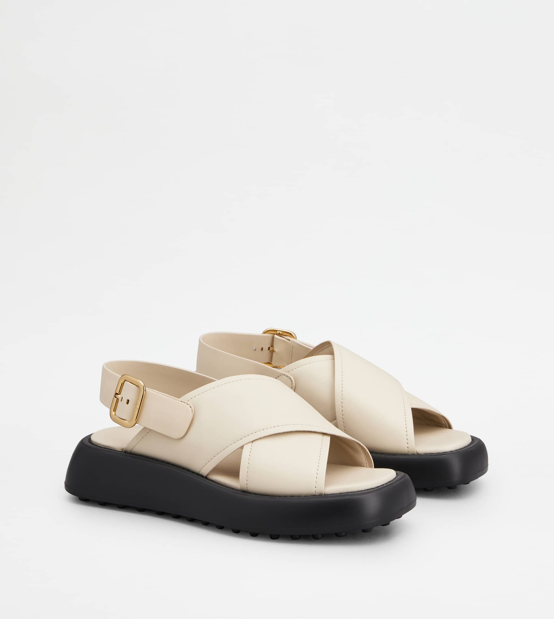 SANDALS IN LEATHER - OFF WHITE - 2
