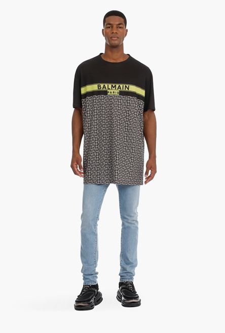 Bicolor Balmain monogram and logo print cotton T-shirt - 2