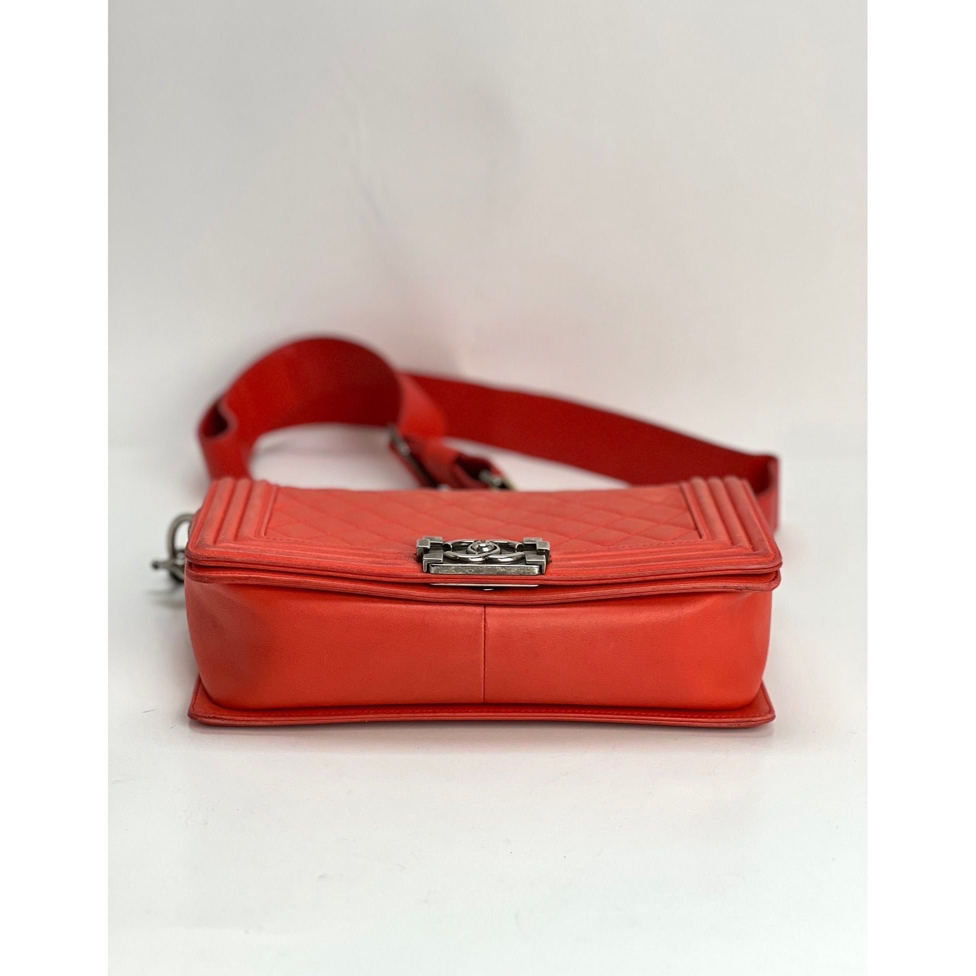 CHANEL Lambskin Quilted Medium Boy Red Flap Bag - 5