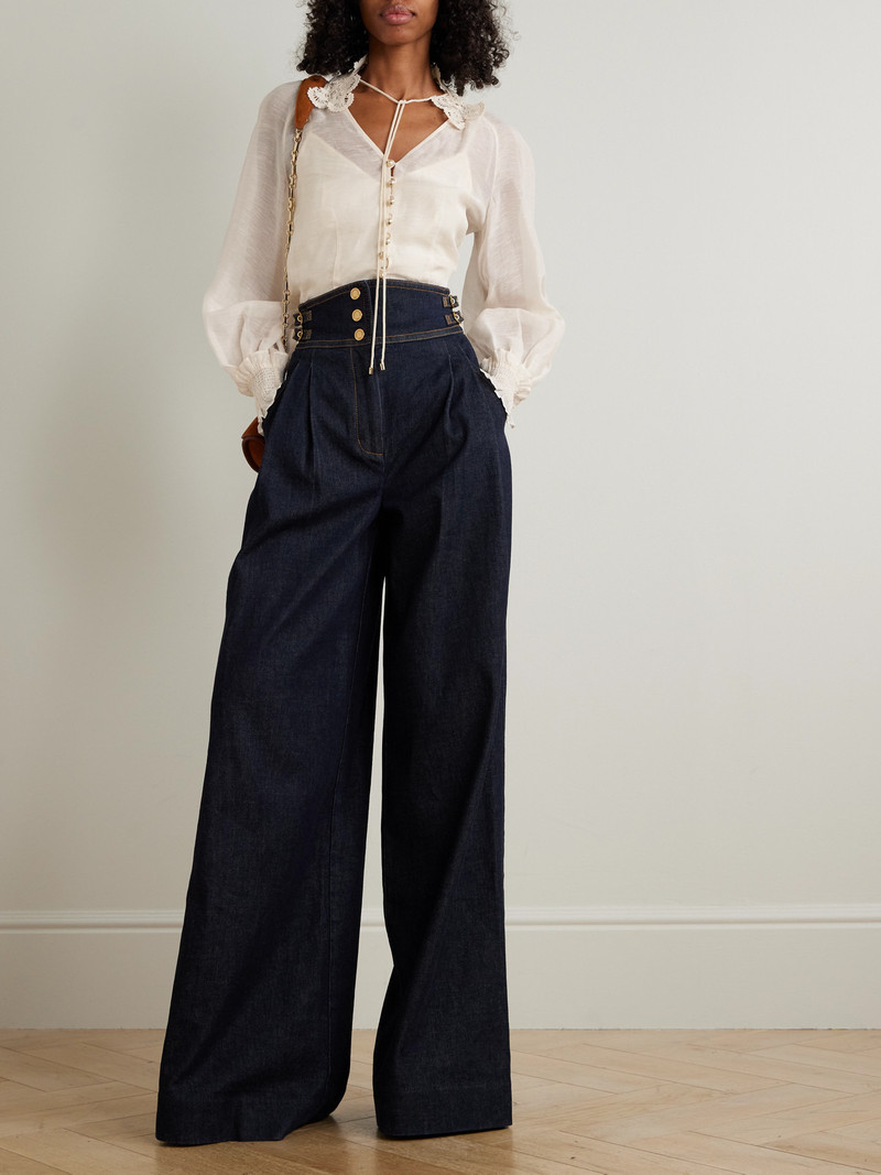 Zimmermann Rebellion Lace-trimmed Gathered Linen And Silk-blend Gauze Blouse outlook