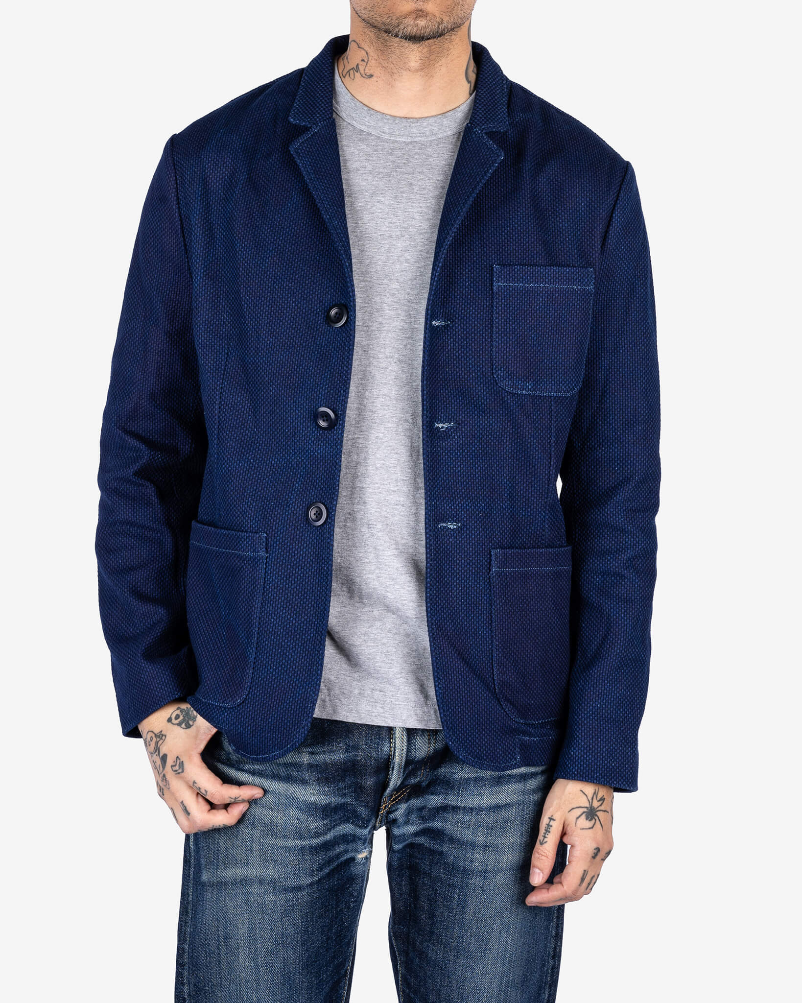 STF-SBZR-IND SaturdayTypeFever - Sashiko Blazer - Indigo - 2