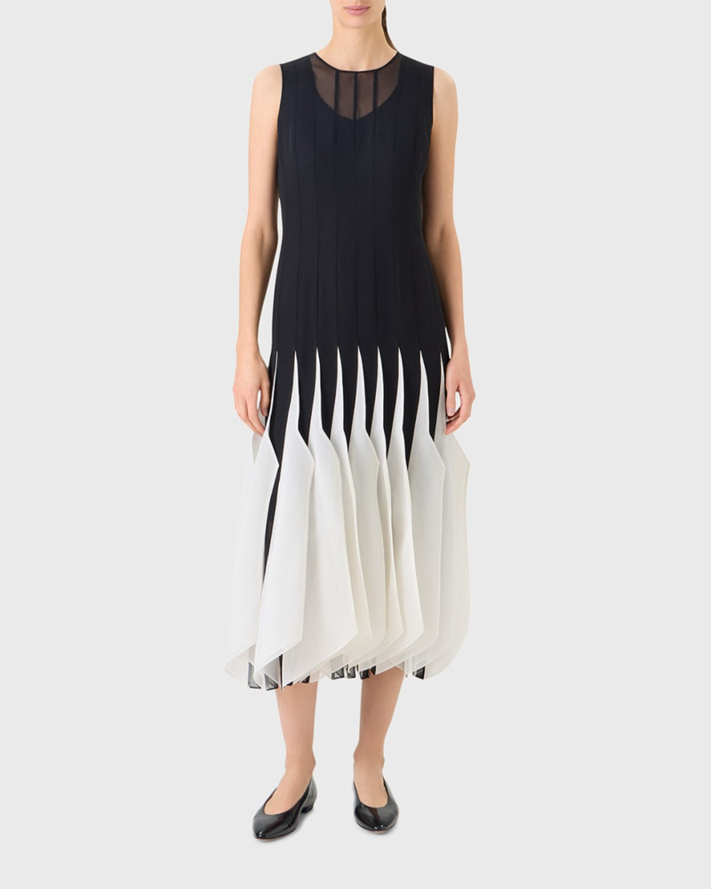AKRIS Sleeveless Panama Silk Organza Seamed Midi Dress outlook