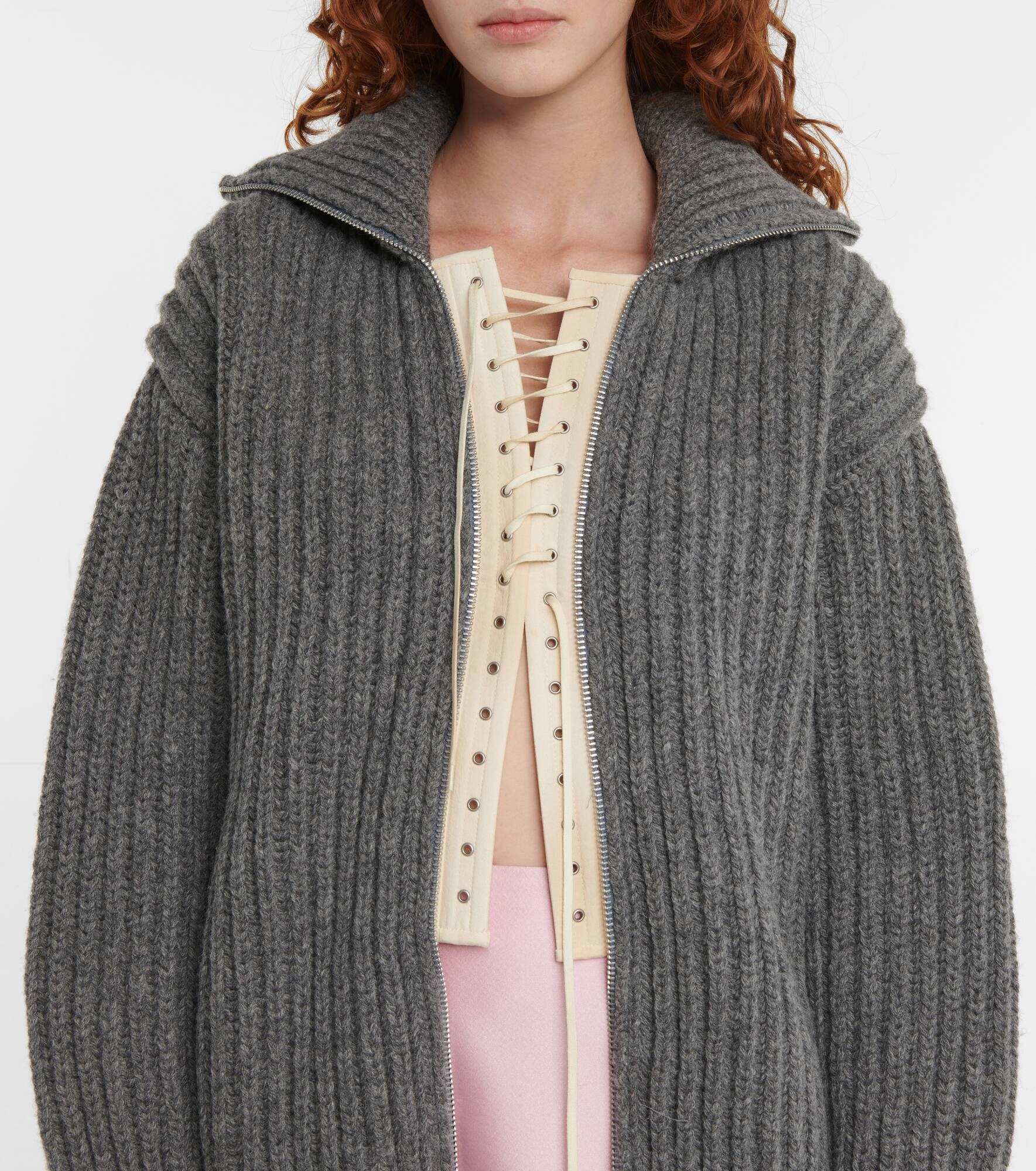 Ribbed-knit zipped cardigan - 4