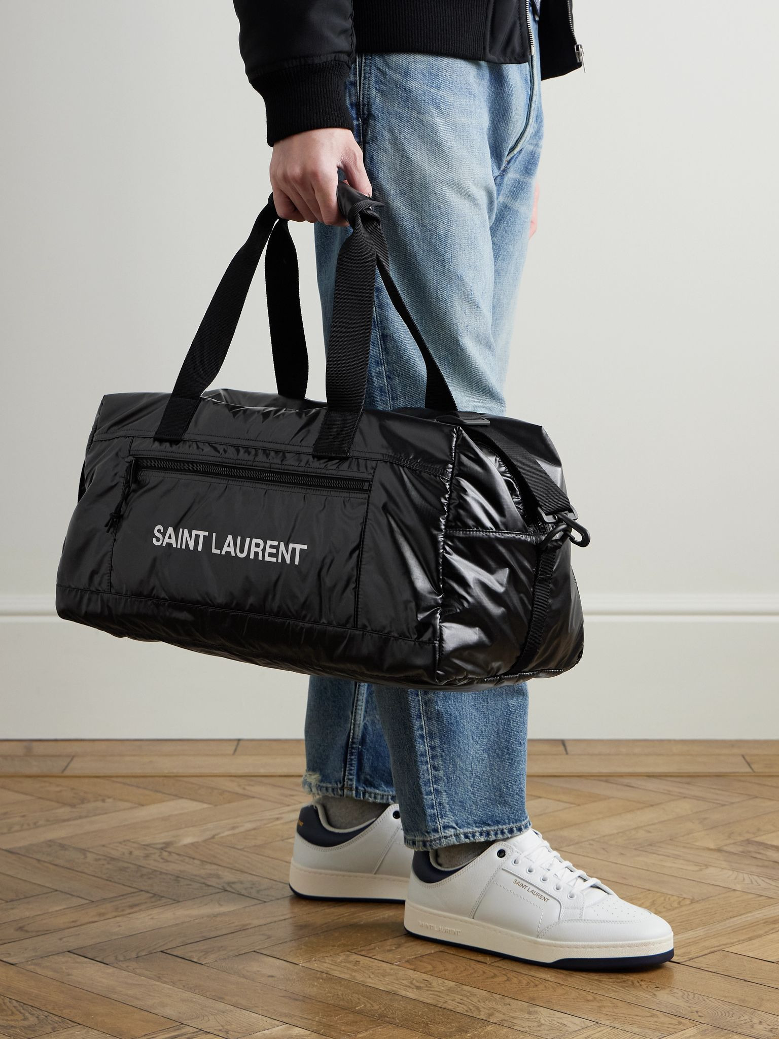 Logo-Print Glossed Nylon-Ripstop Duffle Bag Black - 2
