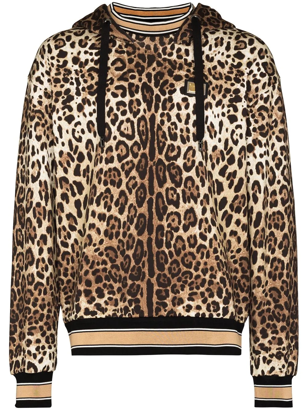 leopard print cotton hoodie - 1