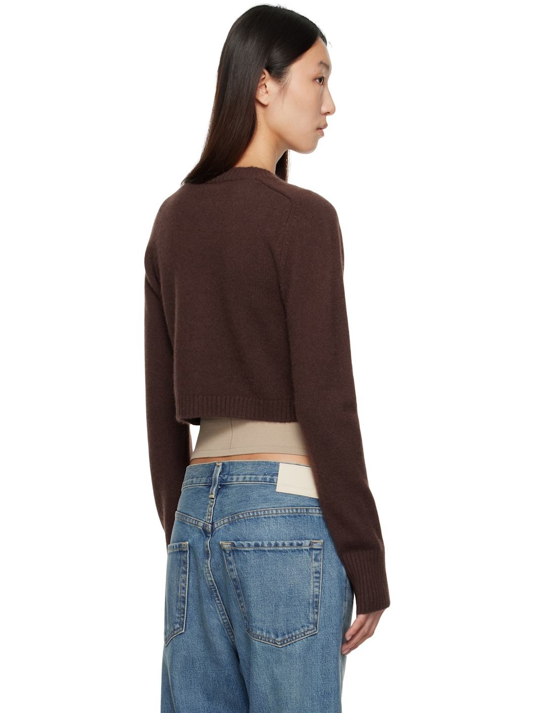 Brown Zephir Cashmere Cropped Cardigan - 3