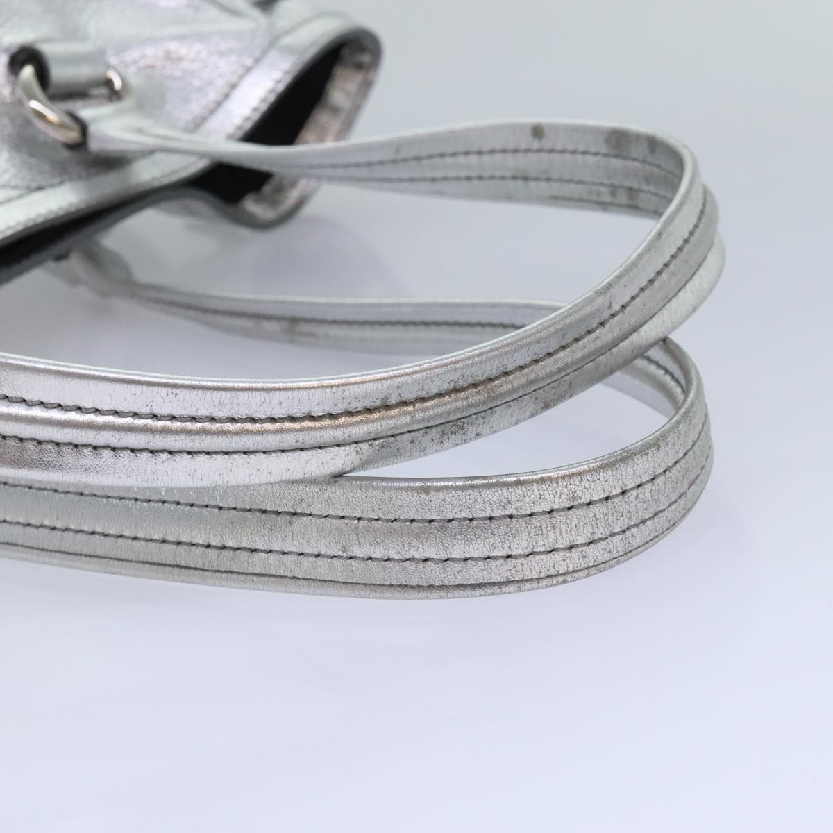 CELINE Tote Bag Leather Silver - 7