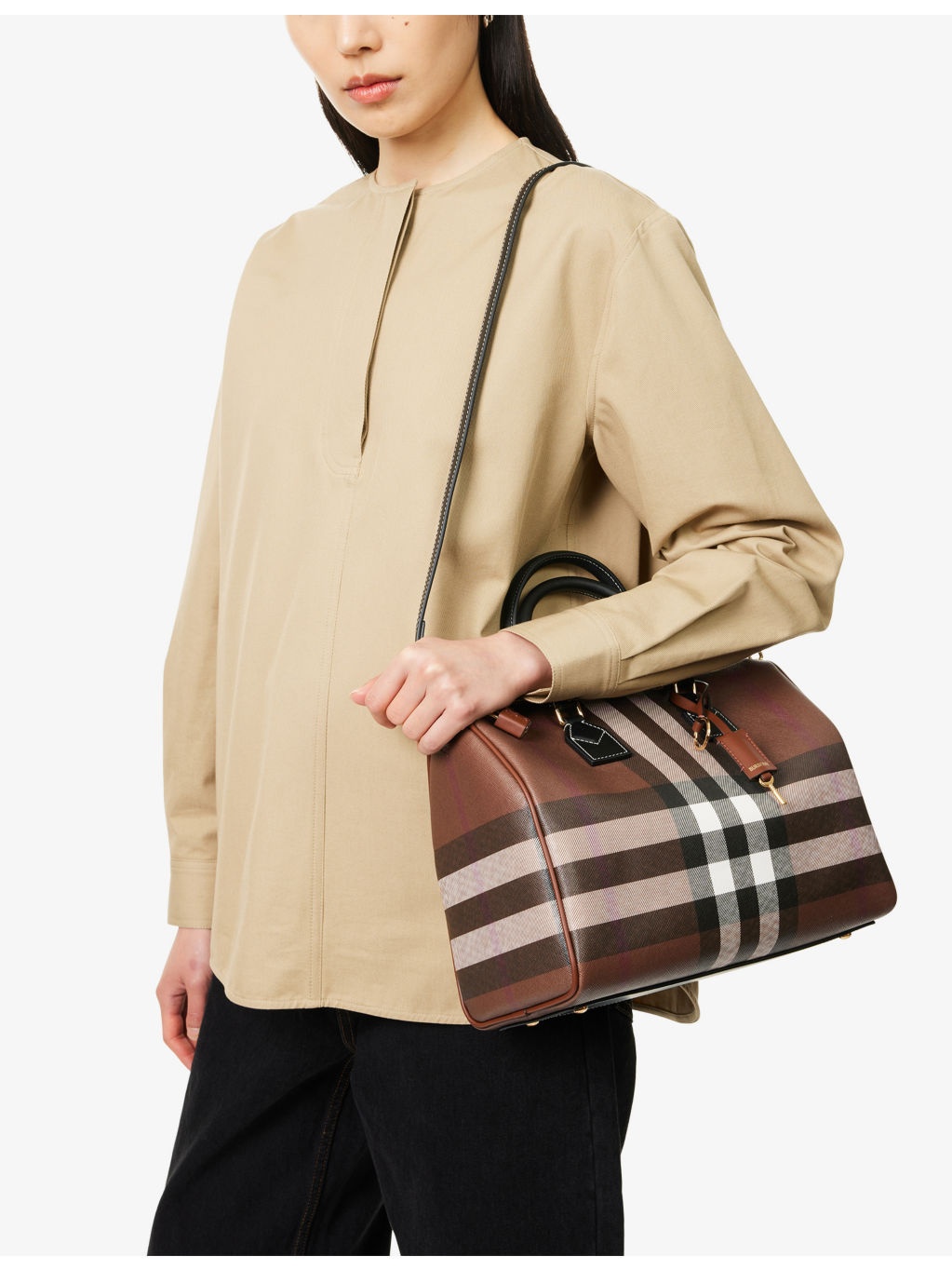 Check-Print Medium Coated-Canvas Bowling Bag - 2