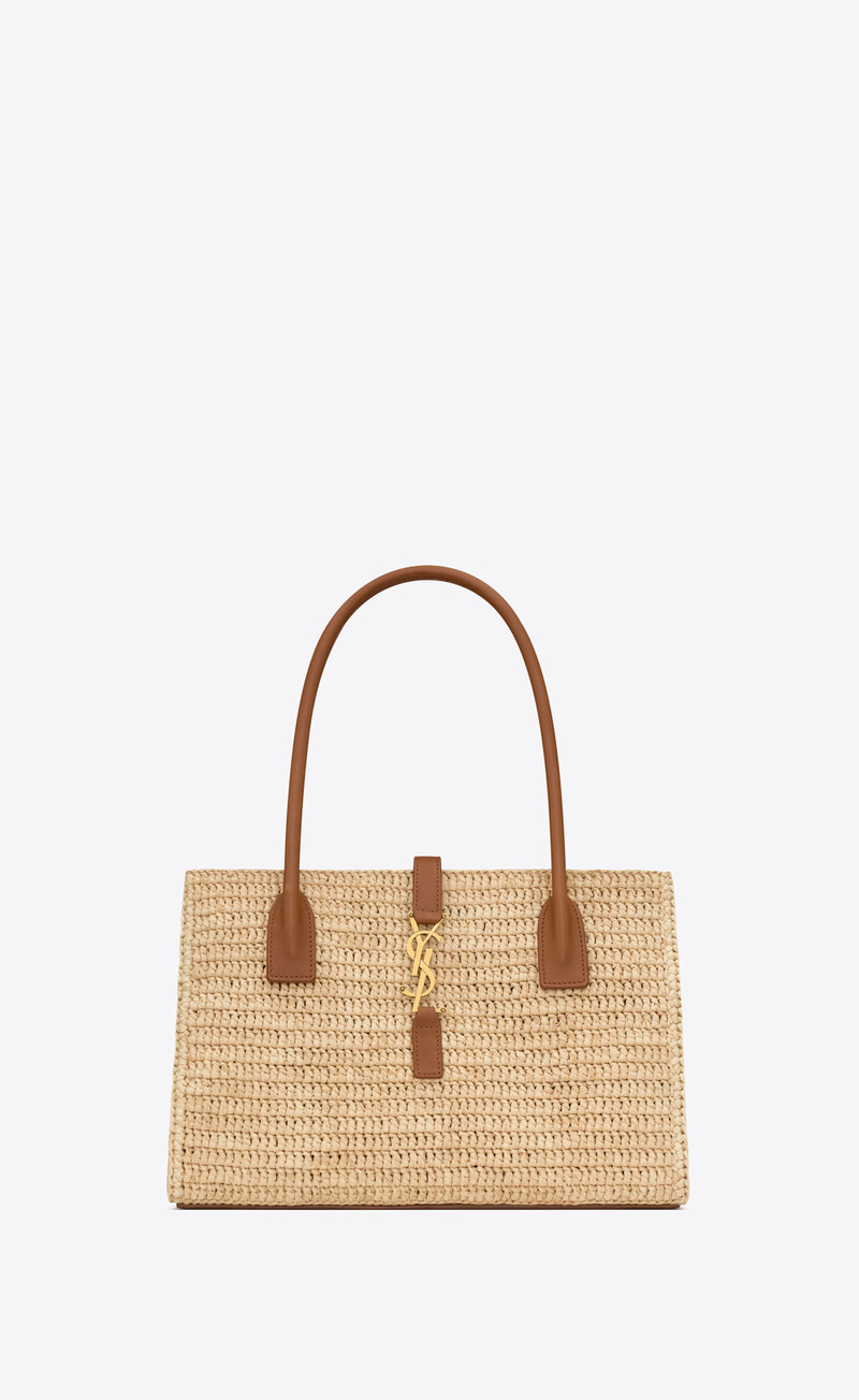 panier rectangle in raffia and leather 1