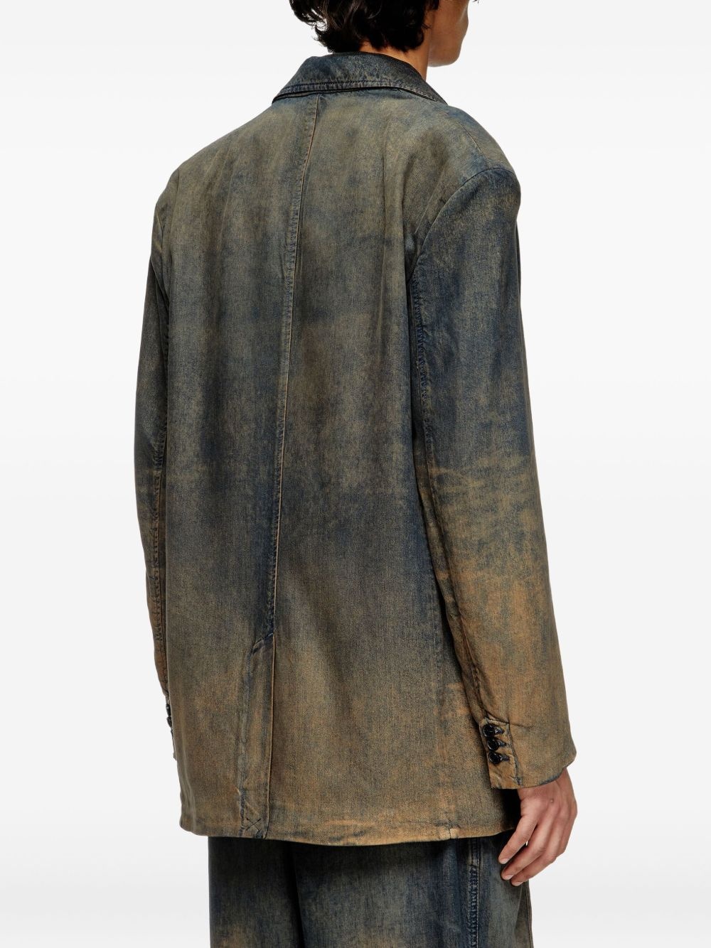 distressed denim blazer - 4