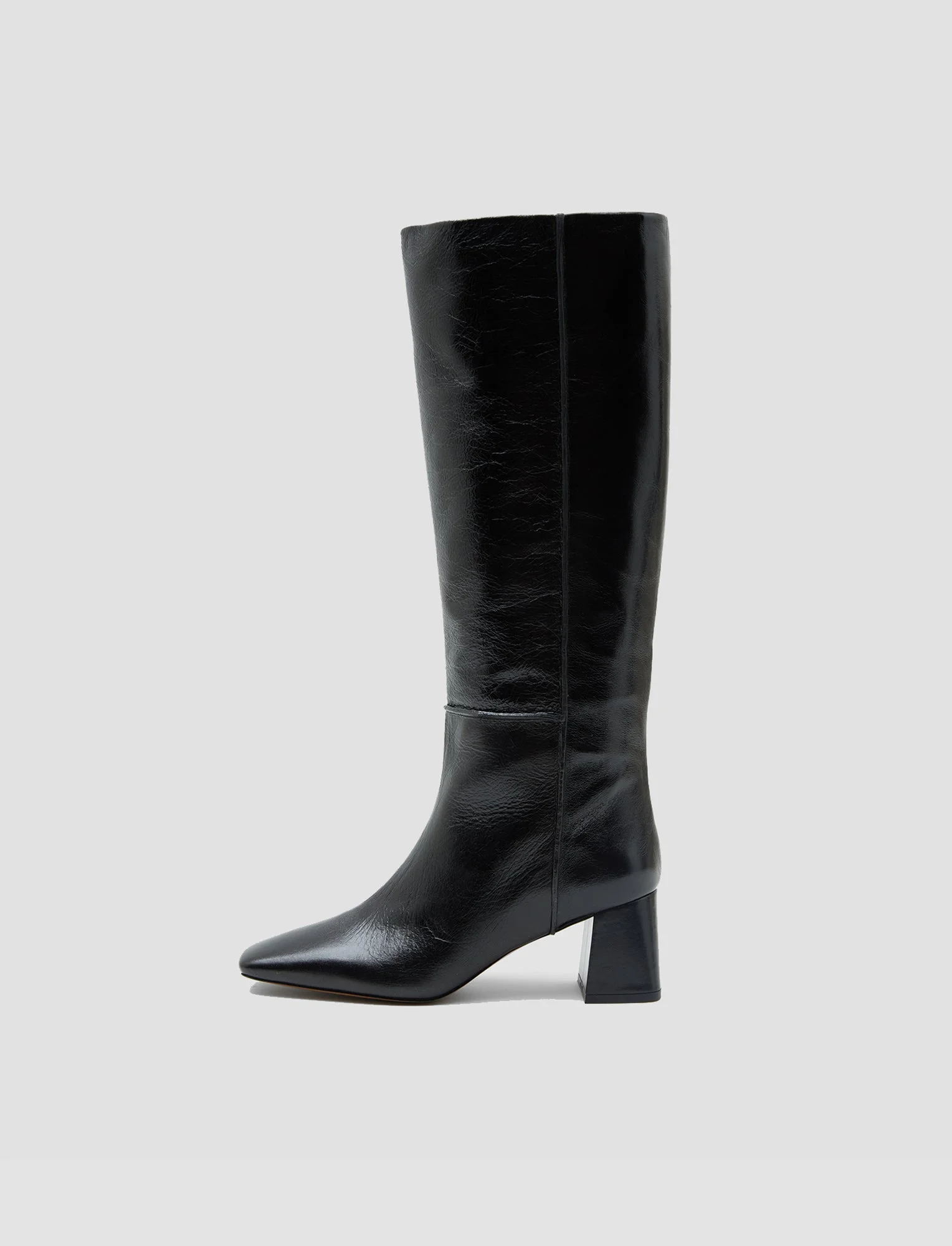 Heeled Knee High Patent Leather Boots - 1