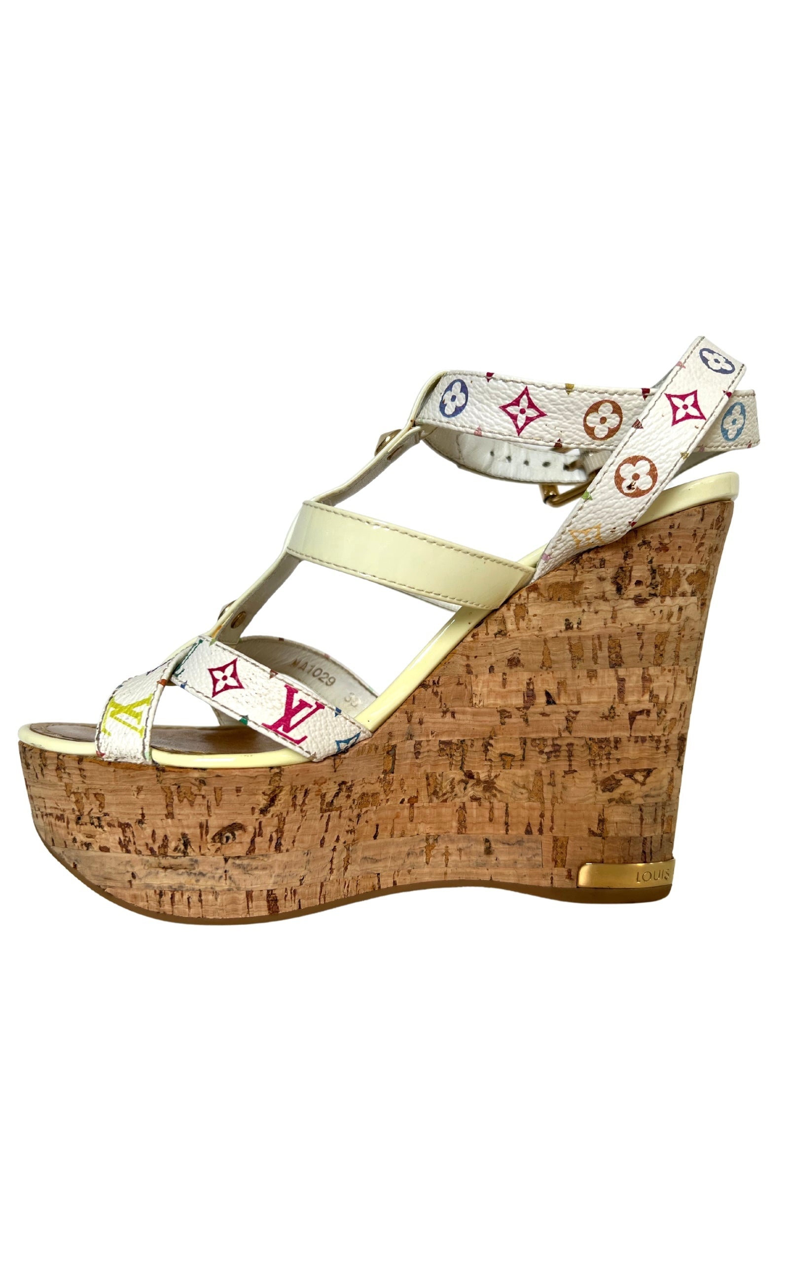 White Monogram Multicolor Wedge - 2
