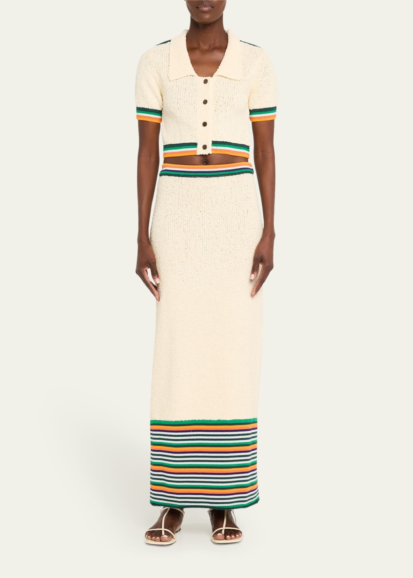 Stripe Boucle Knit Pencil Skirt - 2