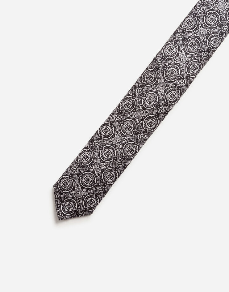 Tie-print silk jacquard blade tie (6 cm) - 3