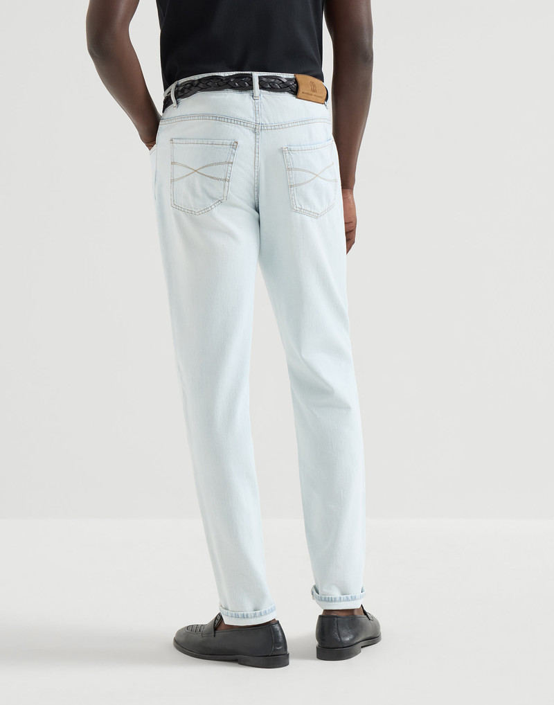 Lightweight denim traditional fit five-pocket trousers 3
