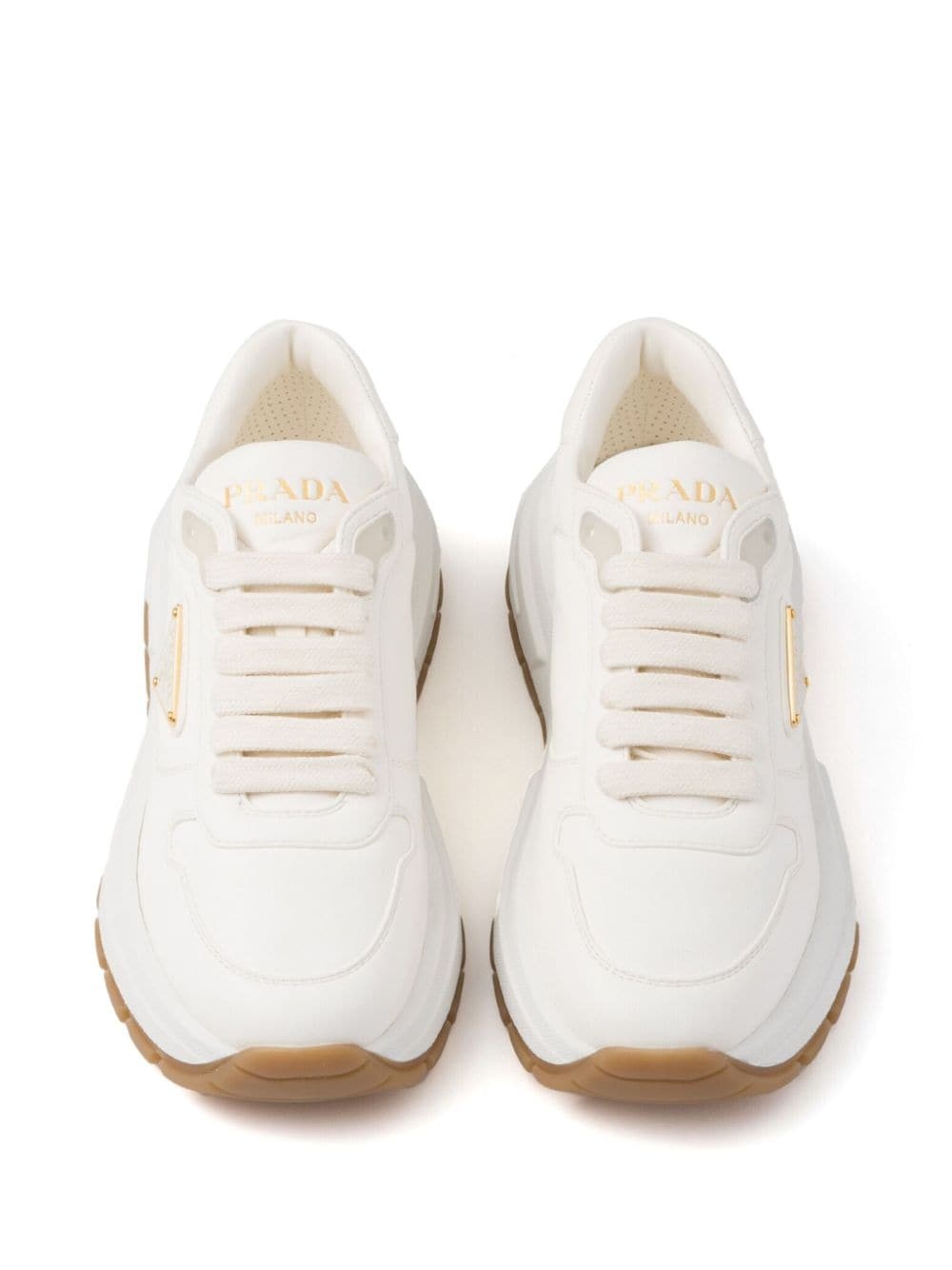 triangle-logo leather sneakers - 4
