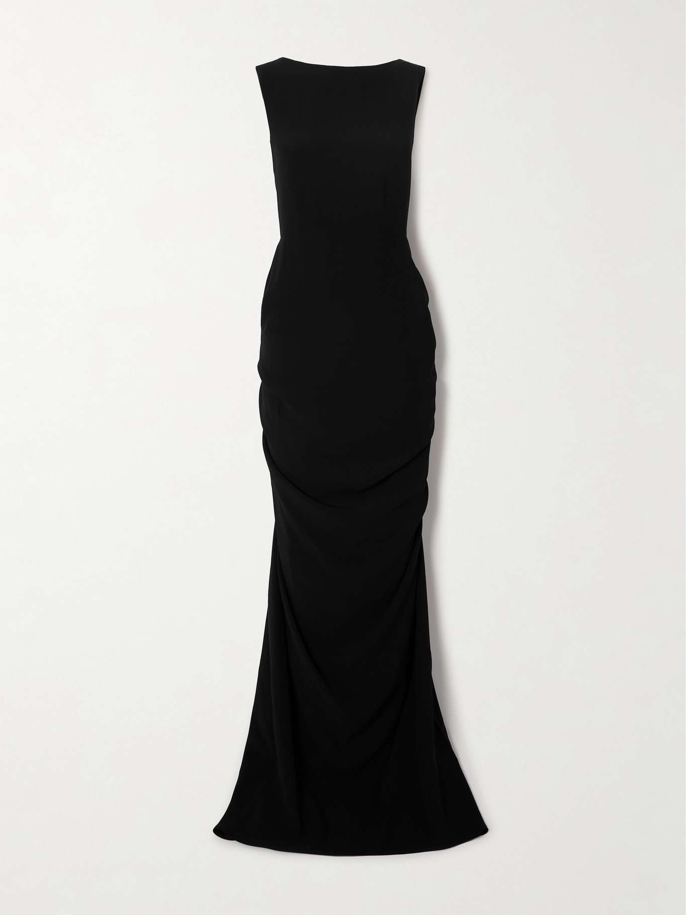 Open-back draped crepe gown - 1