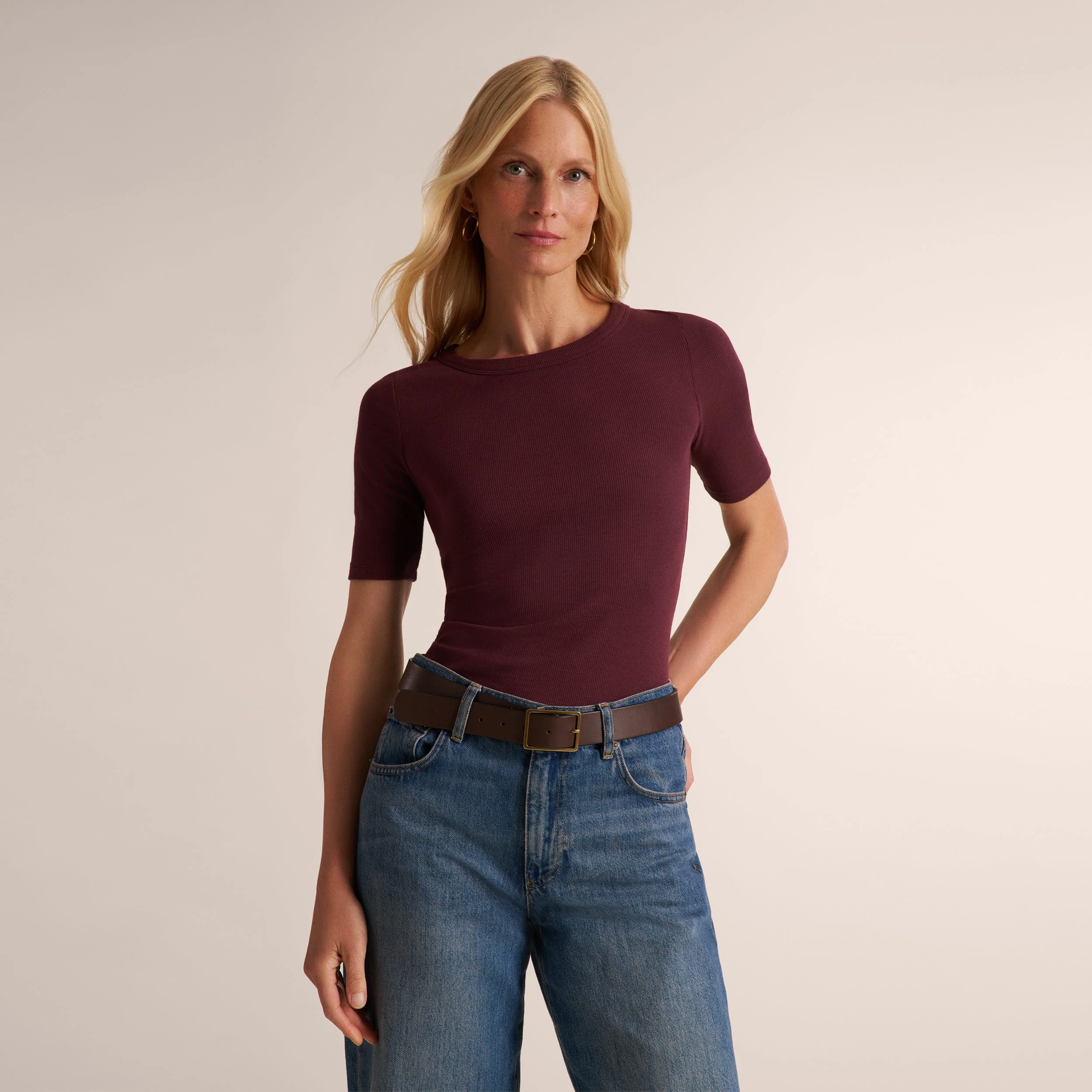 Chana Fitted T-Shirt - Ribbed Pima Cotton - 1