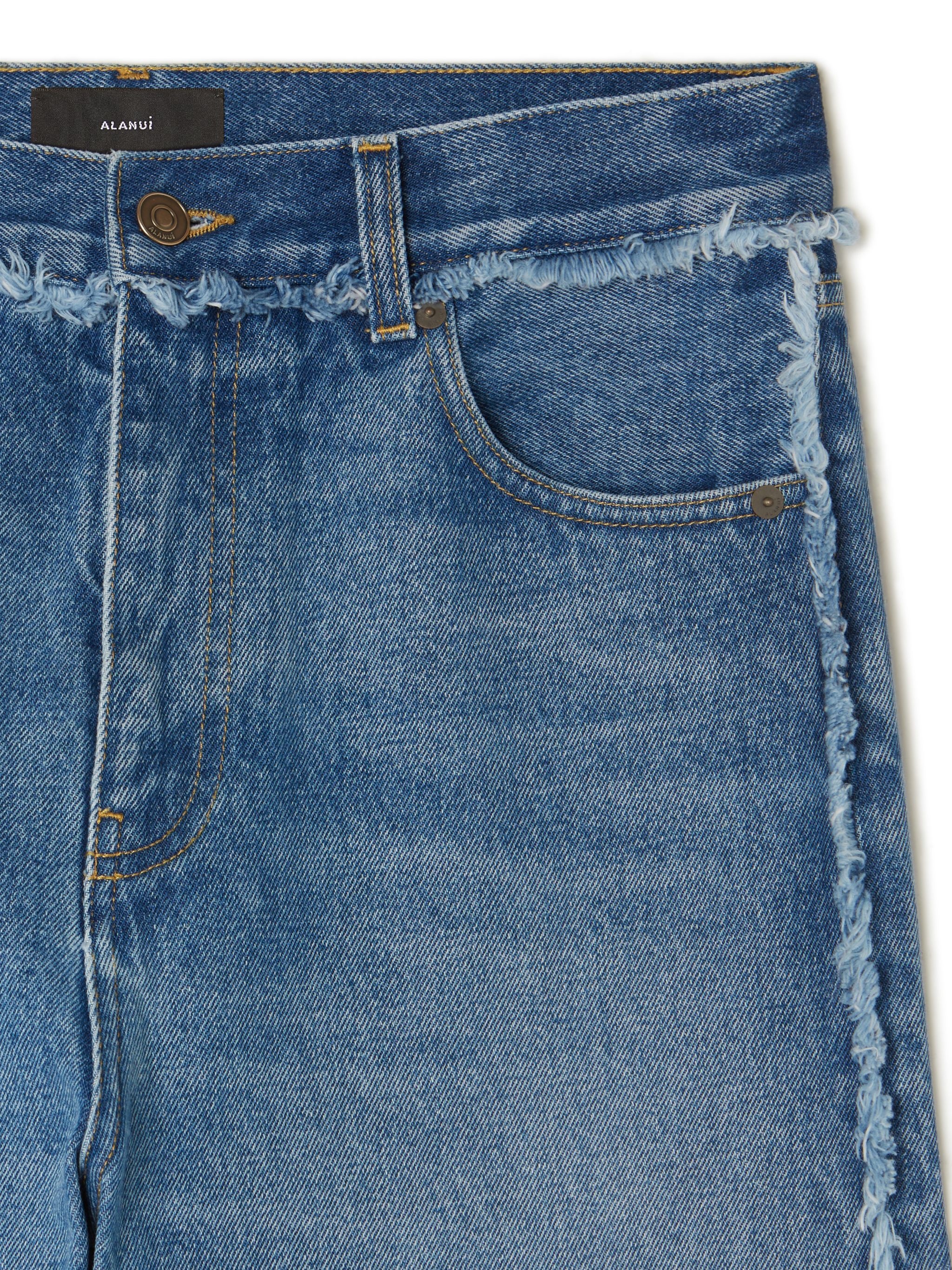 Fringed Regular Denim Pants - 7