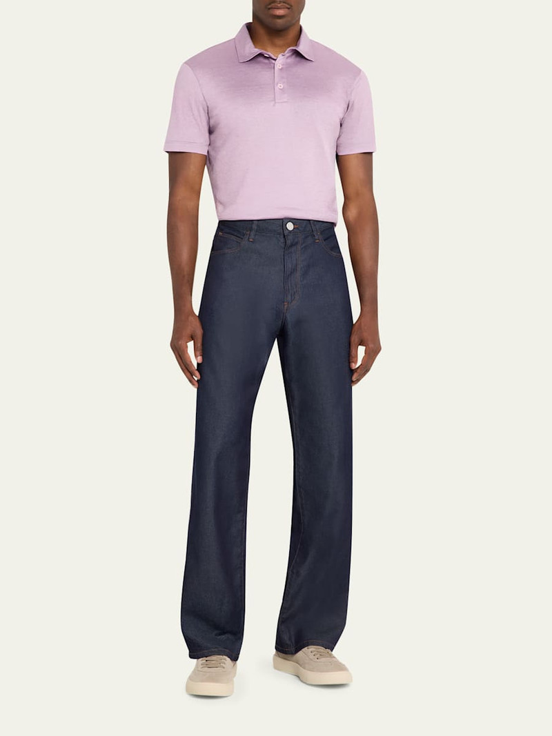 GIORGIO ARMANI Men's Solid Silk and Cotton Polo Shirt outlook