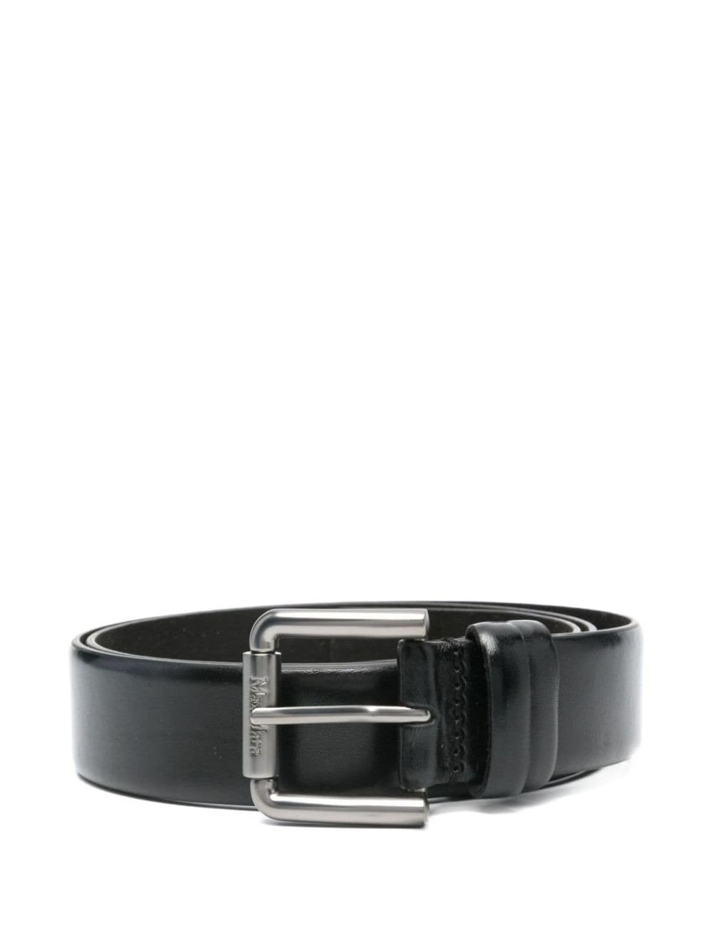 leather logo-buckle belt - 1