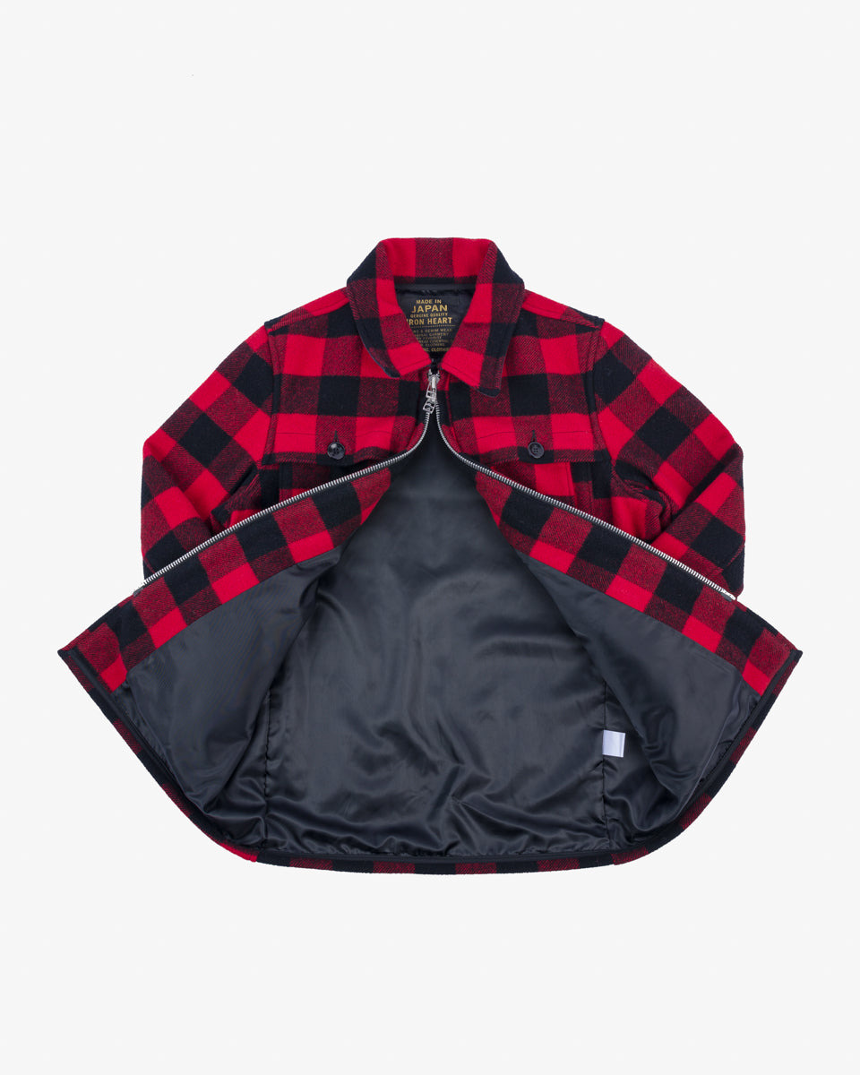 IHW-19-RED Wool Buffalo Check Hunting Jacket - Red - 5