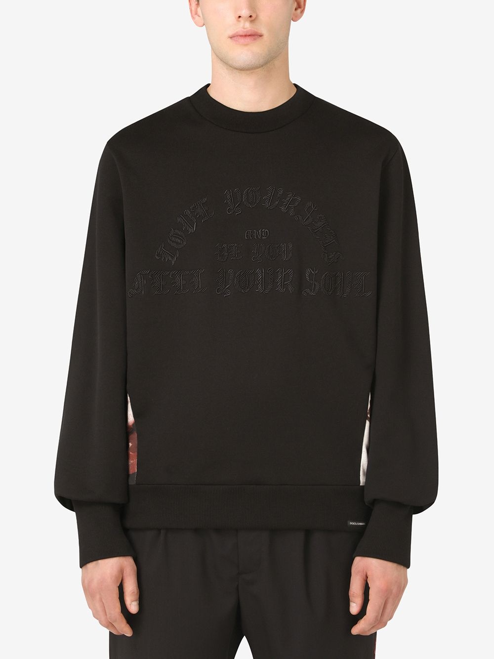 contrasting panel cotton sweatshirt - 3