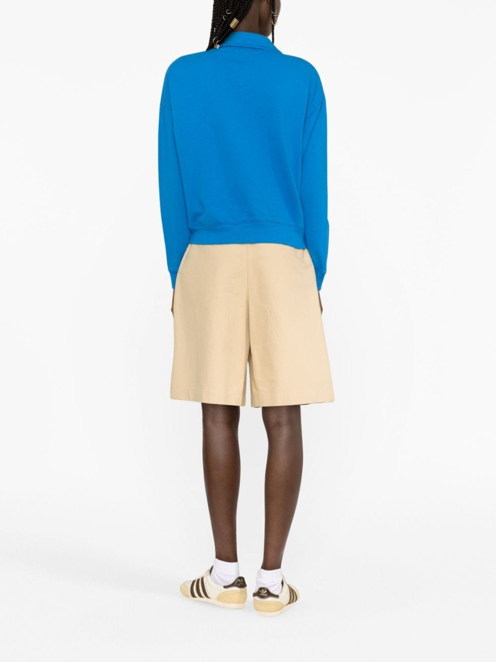logo-embroidered polo-collar sweatshirt - 3