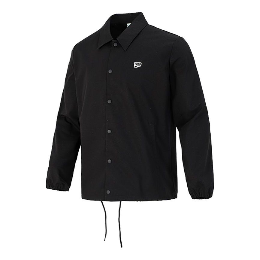 PUMA Embroidered Small Label Solid Color Logo Sports Woven Jacket Black 532172-01 - 1