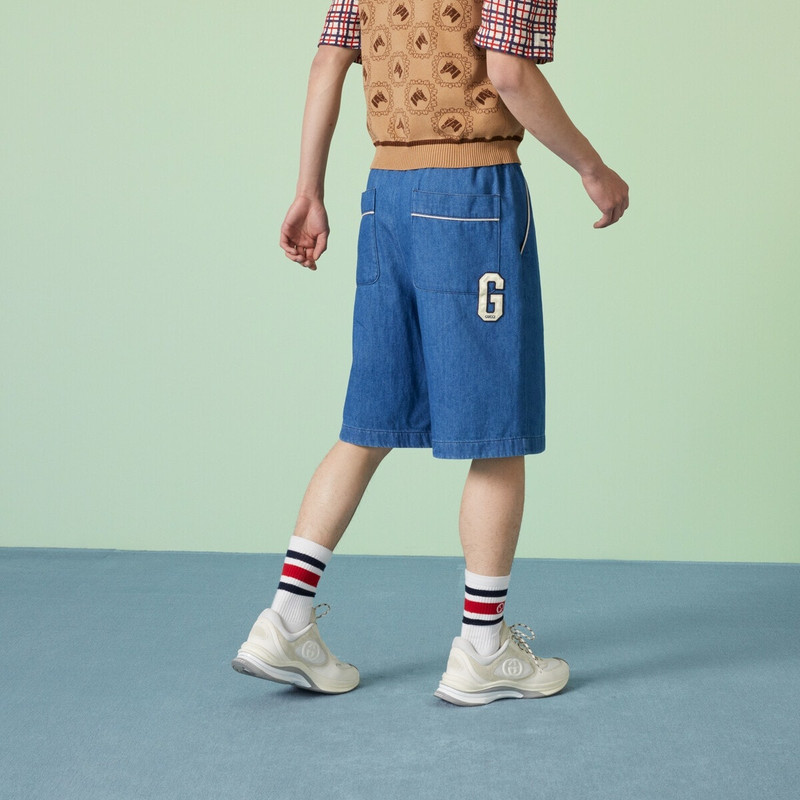 Denim shorts with G Gucci patch 6