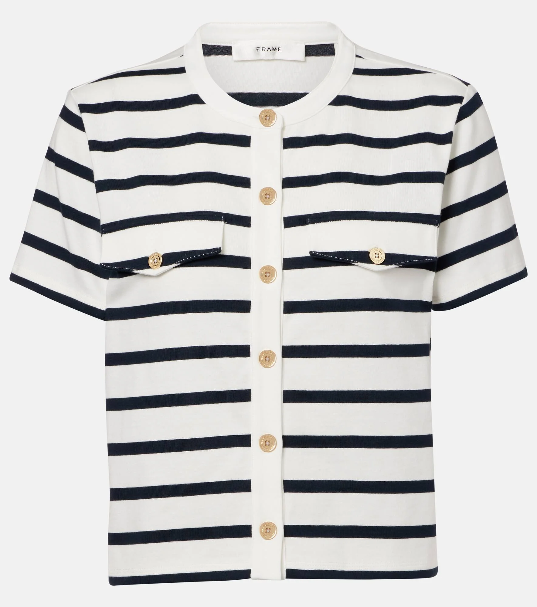 striped button-up T-shirt - 1
