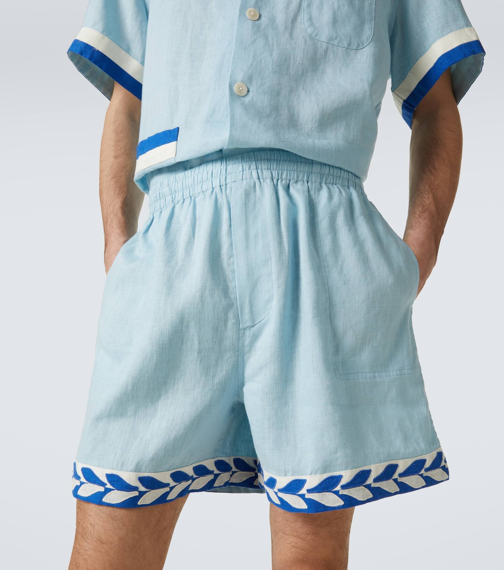 Seedling Stripe linen Bermuda shorts - 5