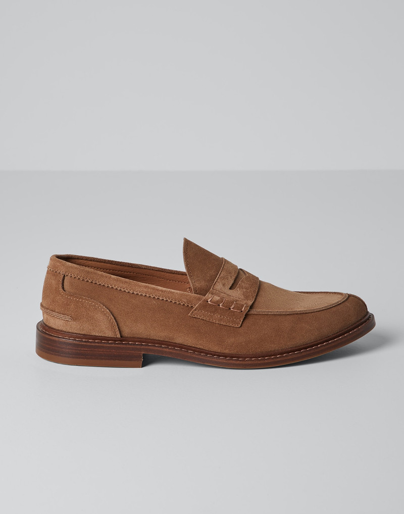 Suede unlined penny loafers 1