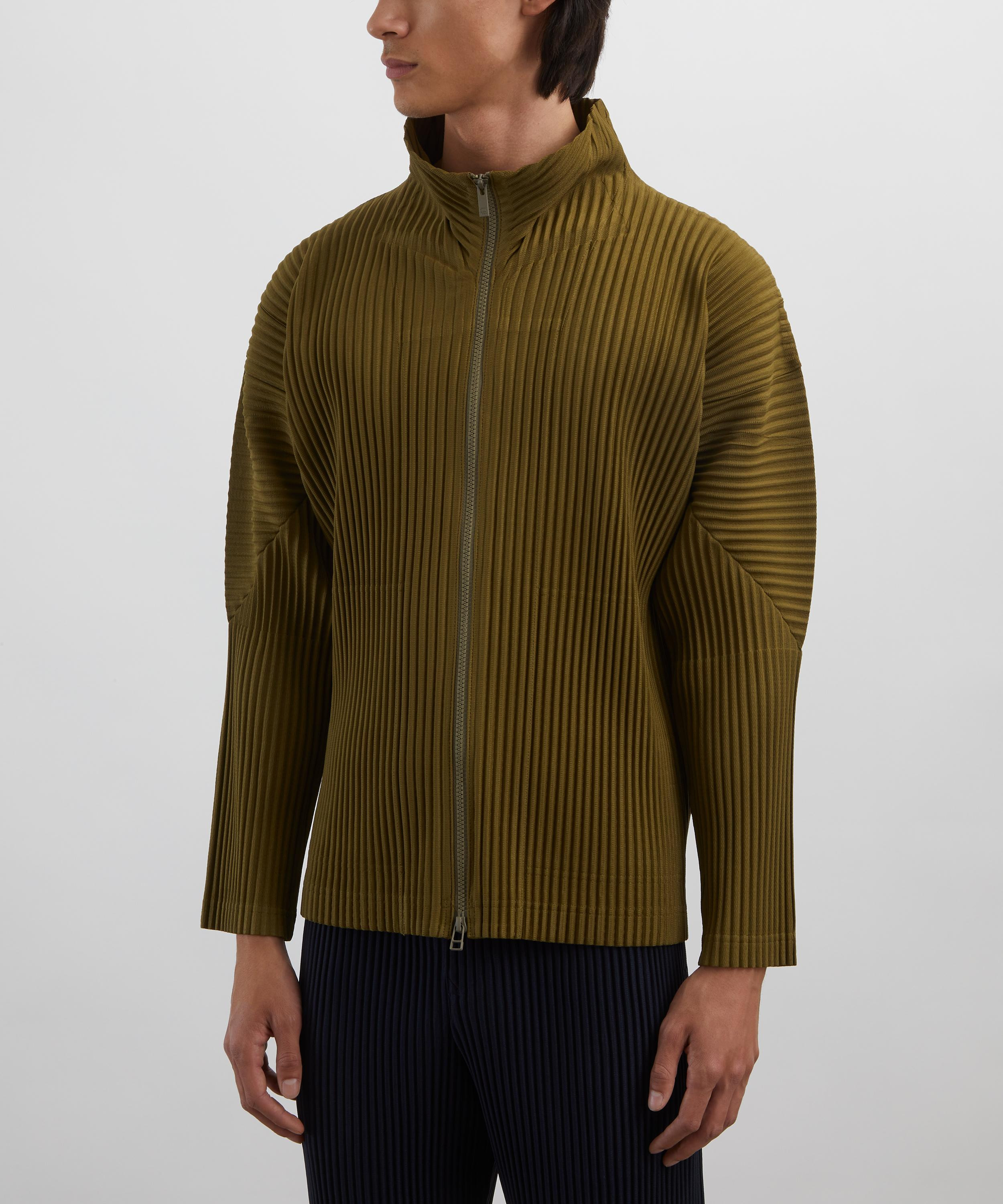 COLOURS PLEATS Olive Khaki Pleated Jacket - 3